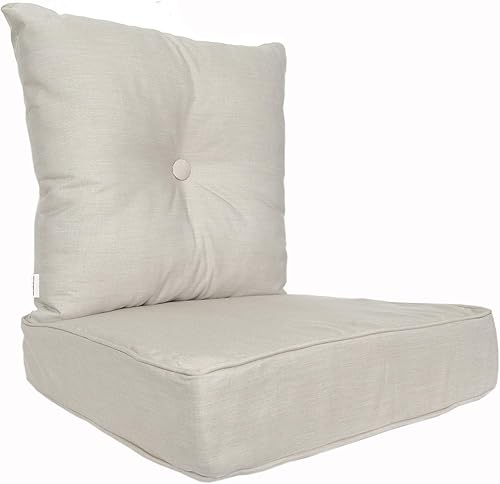 Miniatura 1 de Sunbrella para exterioresinteriores Juego de 2 (asiento de 22 x 22 x 6 pulgadas + cojín de respaldo de 23 x 23 x 7 pulgadas), lona de lino, marrón