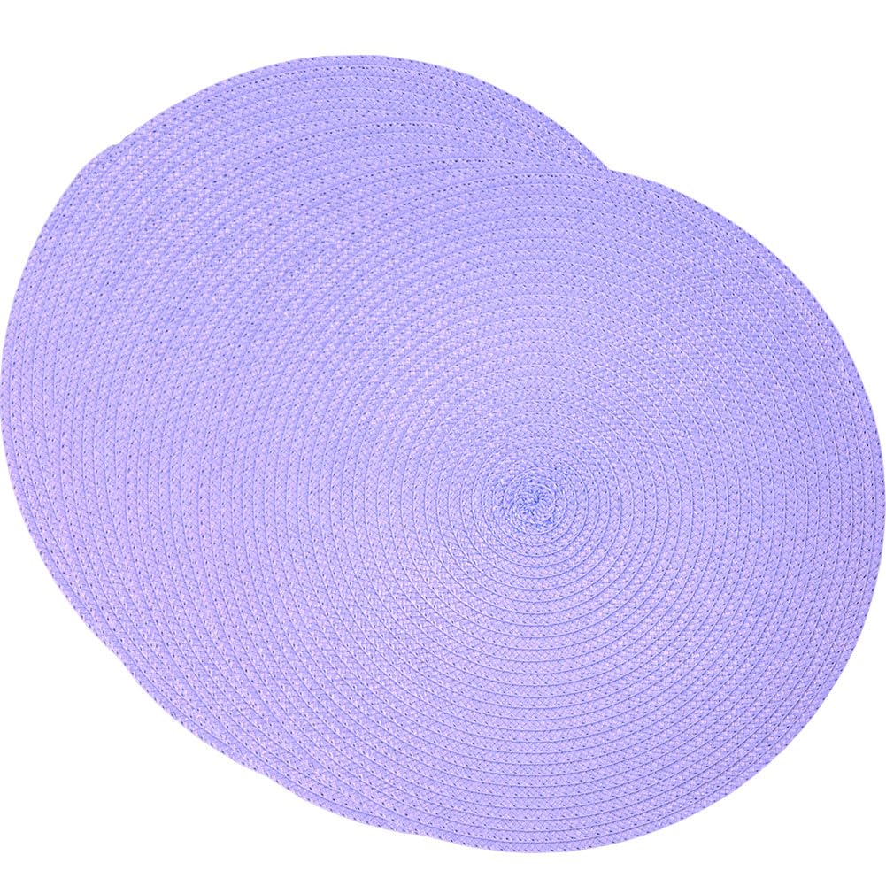 SCF2017 Round Woven Plastic Placemats 38cm Stylish and Practical Dining Table Mats,Set of 4,Light purple