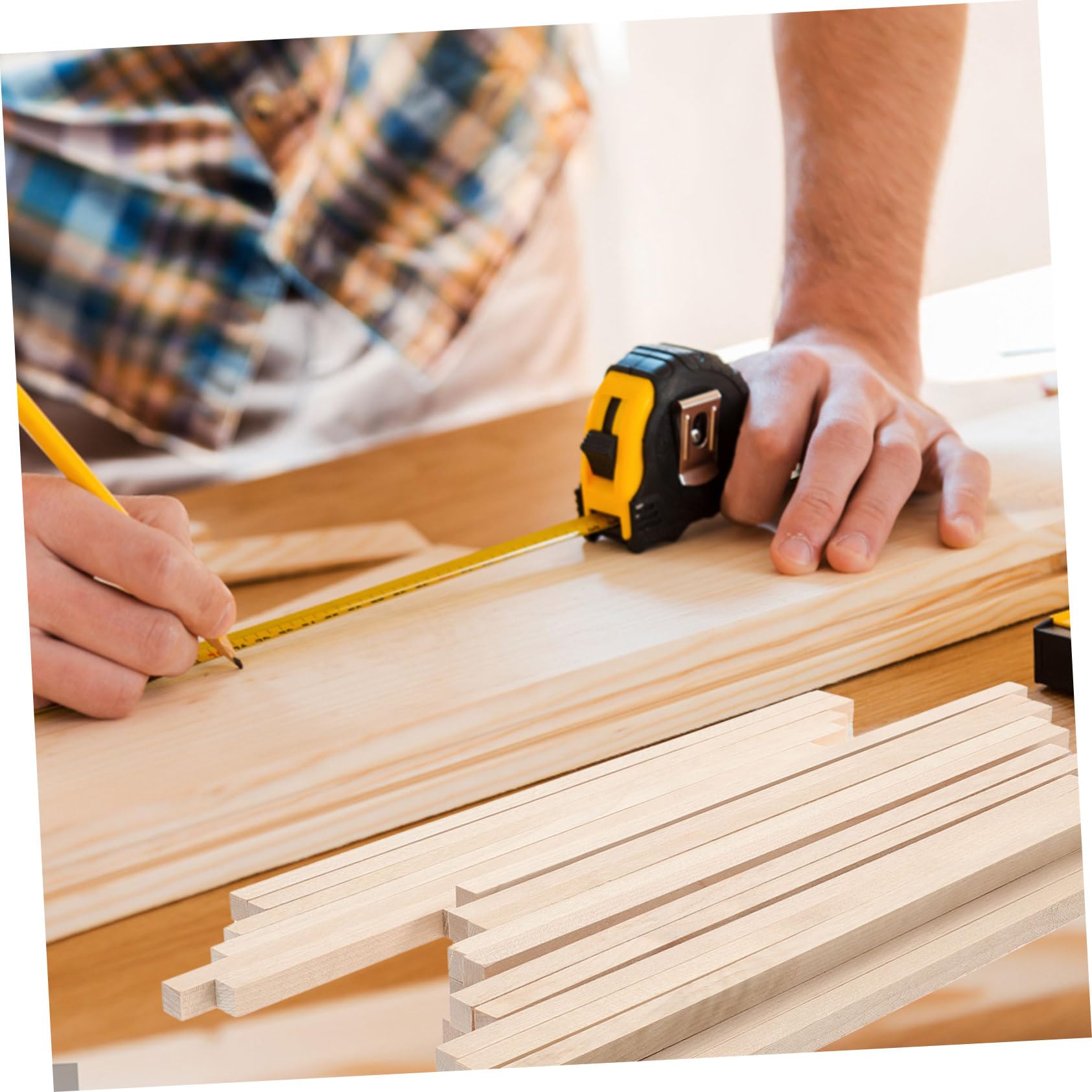 Vierkant Dübelstangen aus Unbehandeltem Holz für Bastelarbeiten