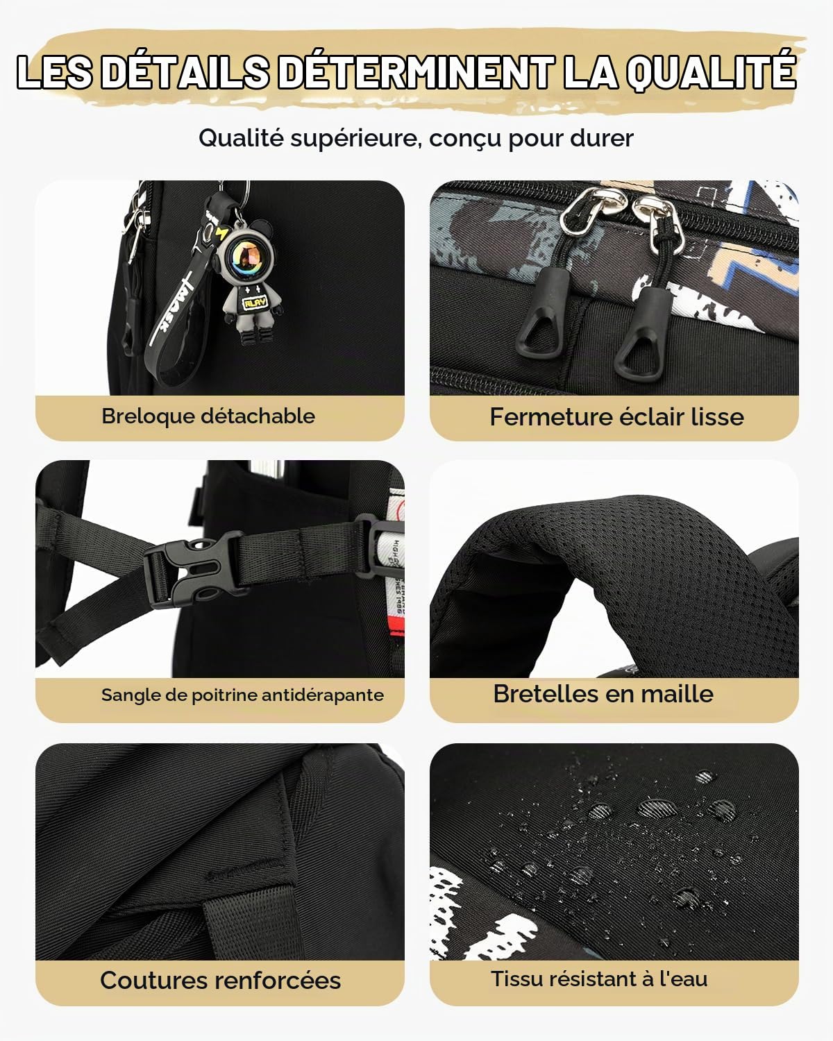 Sac à Dos à Roulettes pour Garçons, 26L Cartable Roulette Garcon Détachable pour Adolescents, Sac Scolaire Collège et Lycée Imperméable avec 6 Roues pour les Voyages