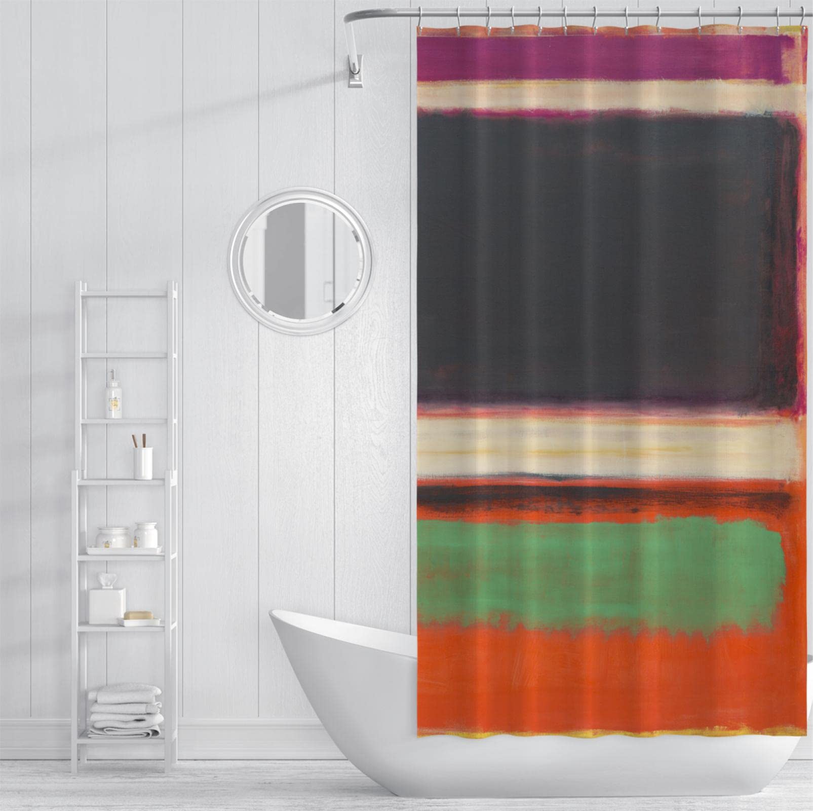 Célèbre Peinture Rideau de Douche Impression Classique rétro Mark Rothko Peinture séparation sèche et Humide Rideau de séparation avec Crochets 200x240cm