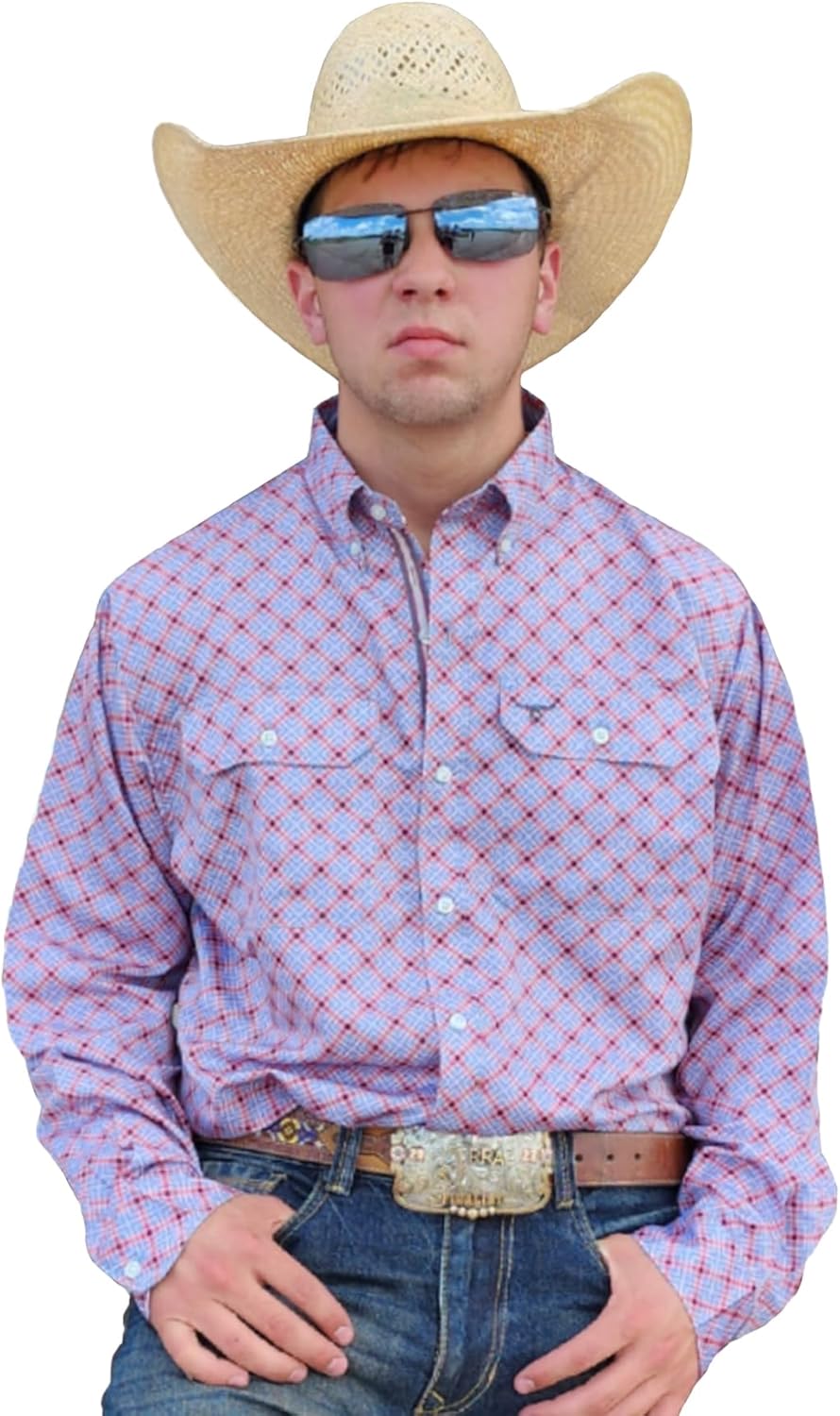 Drover Cowboy Threads Men's Long Sleeve, Signature Series Performance Vent Shirt