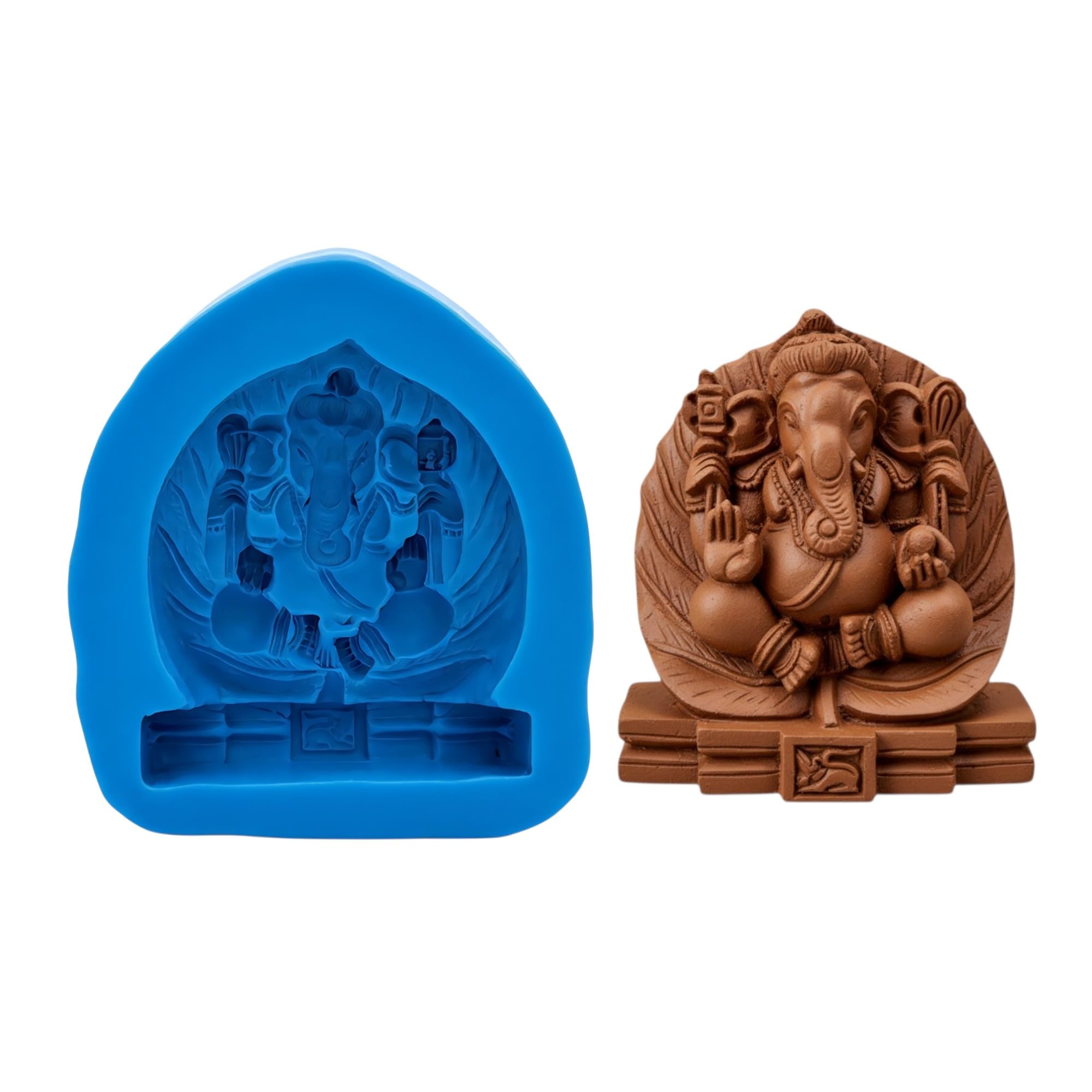 claysphere Leaf Aura Ganesha Medium Idol Silicone Mould | Ganpati Idol Making Craft Mould for Terracotta Clay, POP, Jesmonite & Concrete | Temple Decor Craft Tool, 7.25x8 cm-picture-42