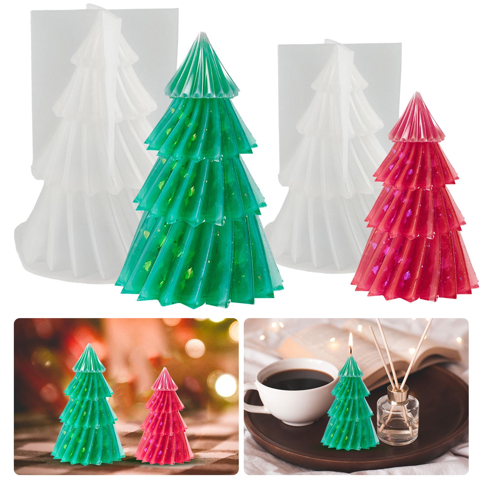 mizikuu 3D siliconen mal, kaarsenmal siliconen DIY kerstkaars mal pilaar kaarsen gieten mal voor kaarsen maken mallen DIY ambachtelijke decoratie voor geurkaarsen, zeepjes