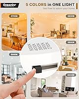 Vista 4 de Ensenior Paquete de 4 luces LED de 56 pulgadas 5CCT, iluminación empotrada LED reacondicionada, borde deflector, regulable, 9W 110W, 1000LM