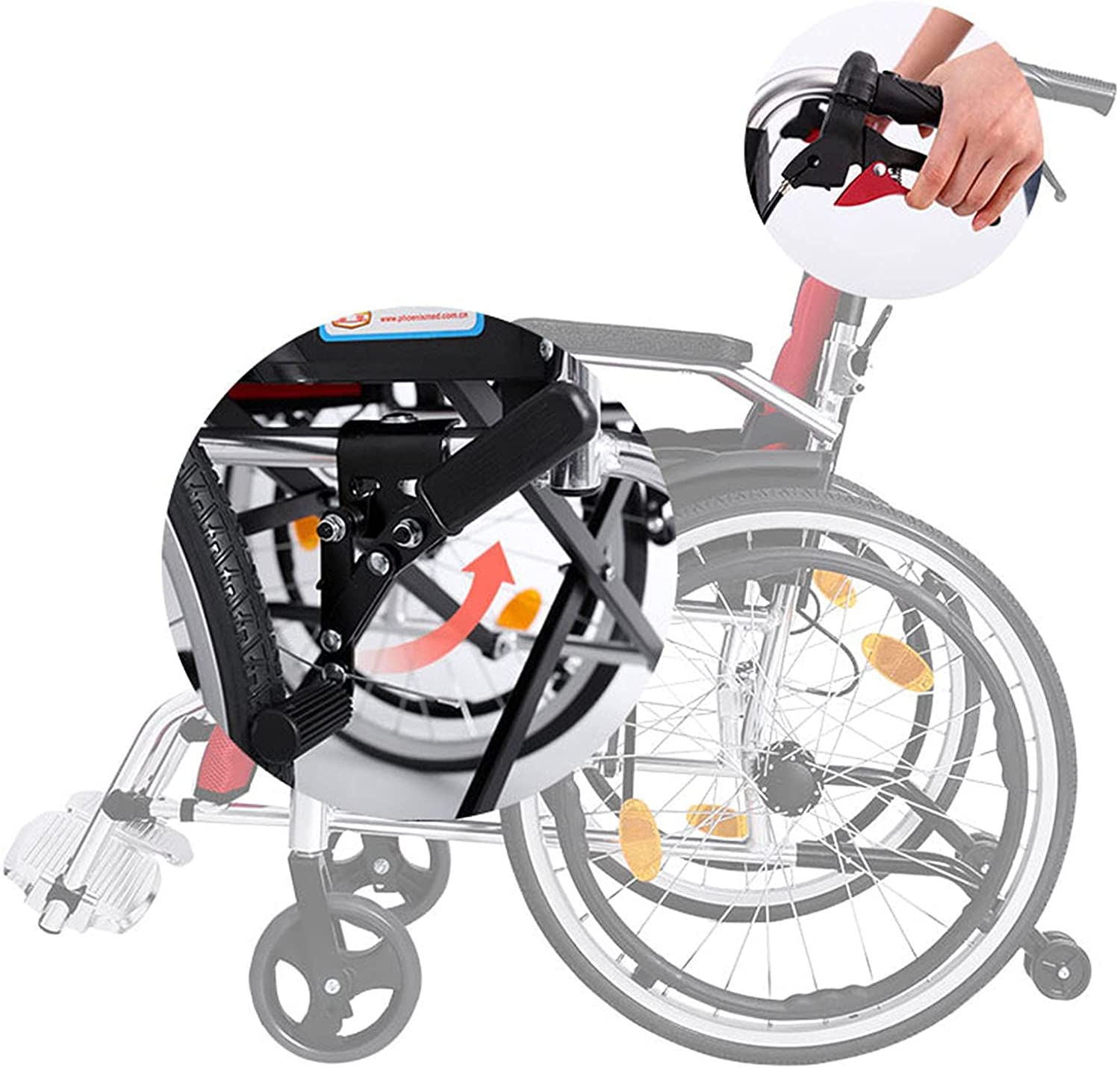 Carrozzine Semoventi per Adulti con Pedaliera Pieghevole, Sedia a Rotelle a Spinta Assisleggera Pieghevole/Black