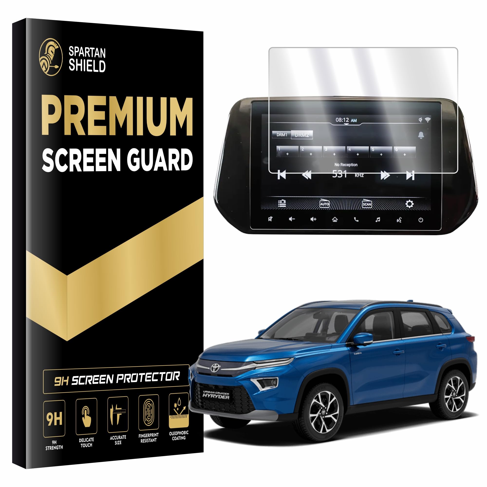 Spartan Shield Touchscreen Protector for Toyota Urban Cruiser Hyryder (9 Inch) G&V Variants || GPS Music Infotainment Display Screen Guard | Hyrider Navigation System Accessories (Not Tempered Glass)