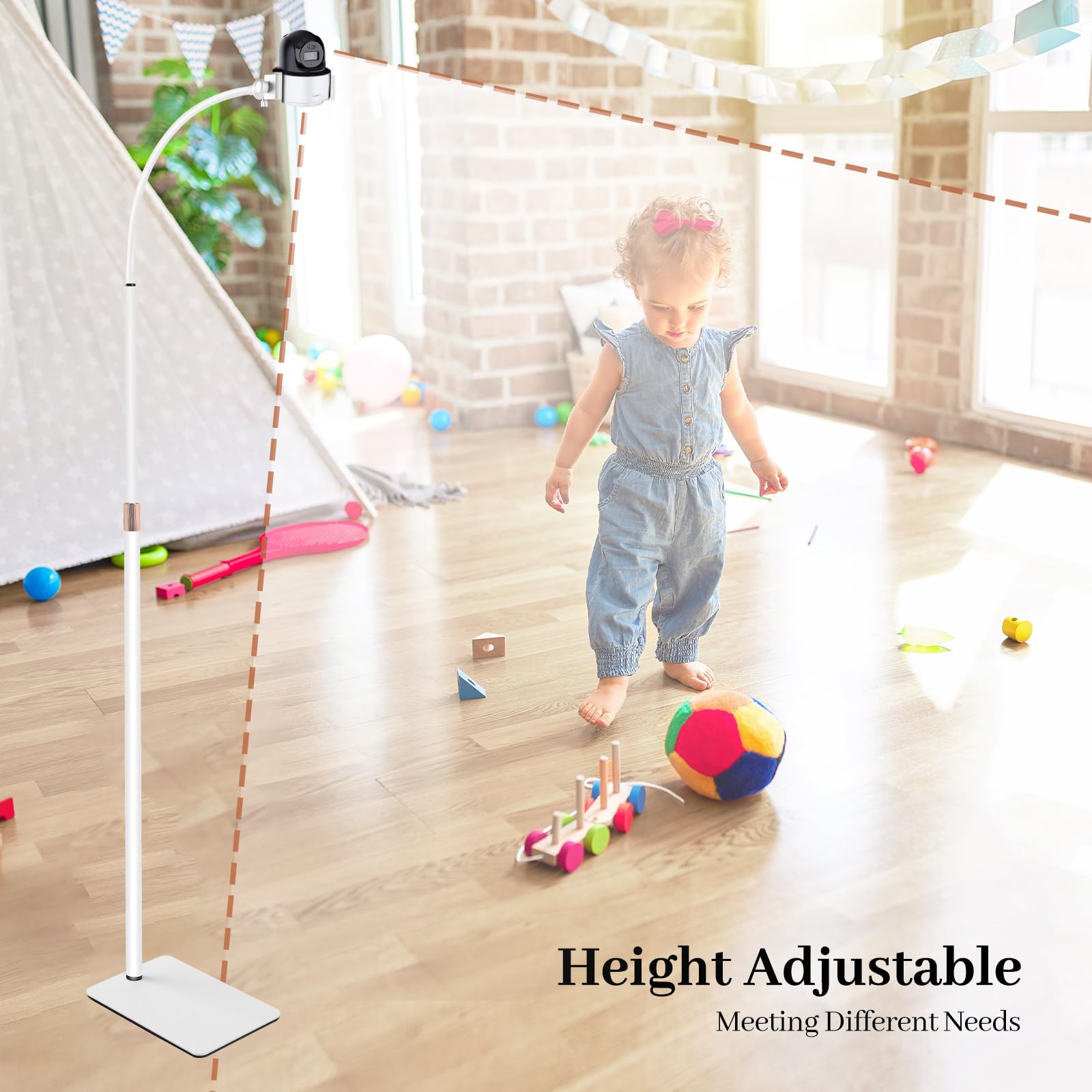 Supporto per baby monitor con filettatura da 1/4", 90 – 175 cm, altezza regolabile, supporto universale per fotocamera di sorveglianza, compatibile con monitor/telecamera di sicurezza
