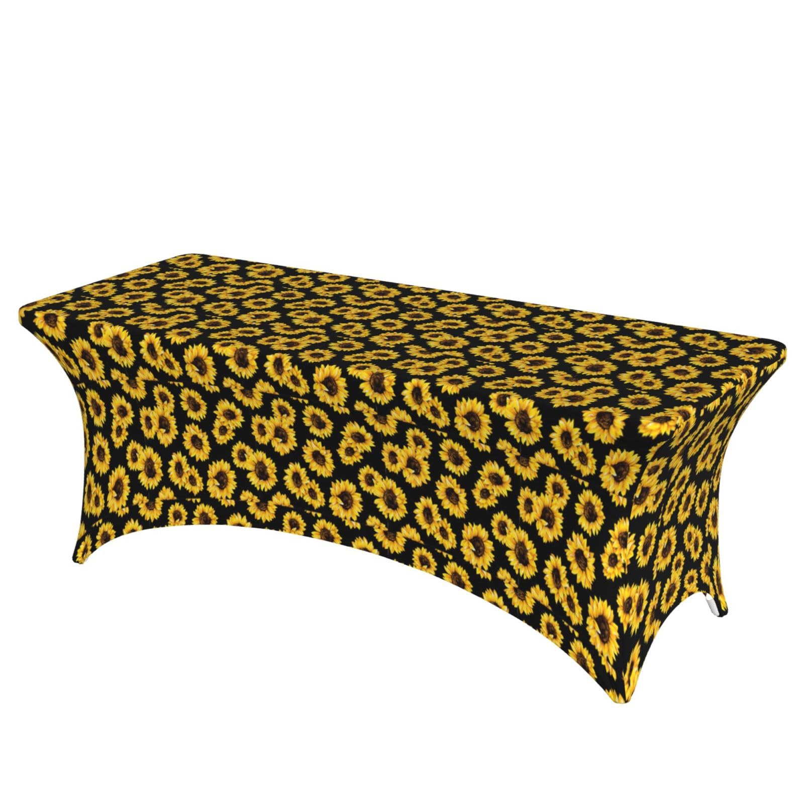 AYYQWE Sunflower.. Print Elastic Rectangular Tablecloth For Banquet Outdoor Picnics Office Table Cover