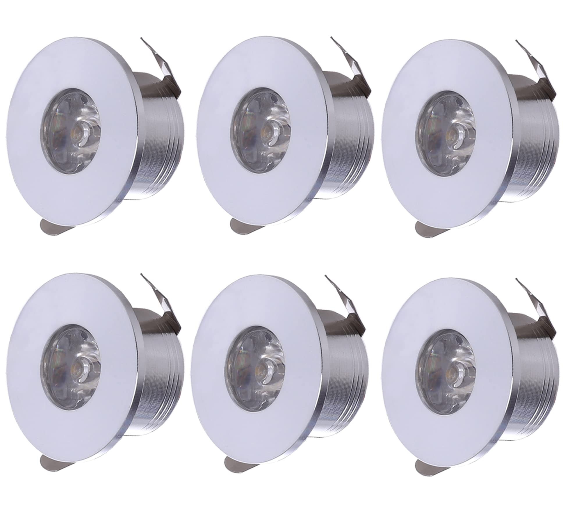 YODAVE 6 Stück 1W Mini Einbaustrahler Warmweiß Klein Ausschnittlochmaß 2.5~3.5cm mit Trafo für DIY Dipslay Kabinett Vitrine Belechtung