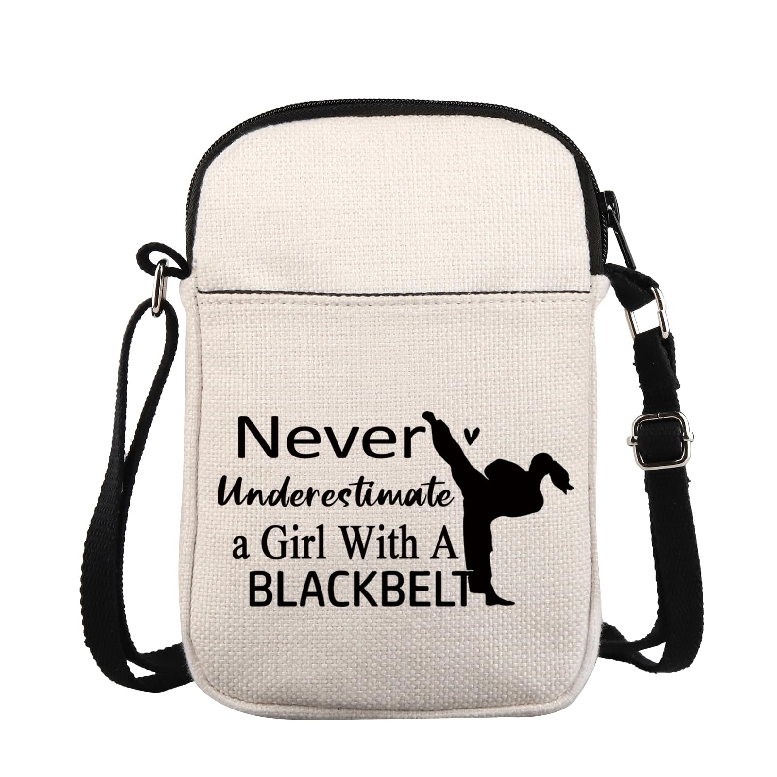ZJXHPO Karate Lover Survival Kit Never Underestimate a With A Black Belt Makeup Bag With Zipper Karate Trainer Toiletry Bag (Black Belt CB)
