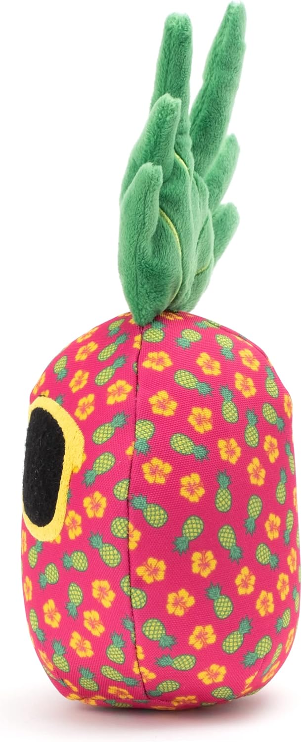 The Worthy Dog Pineapple Tough Plush Dog Toy – Chomp-Resistant Durable Dog Toy with Multiple Squeakers, Reinforced Mesh Lining & Strong Stitching - Fuchsia, Large
