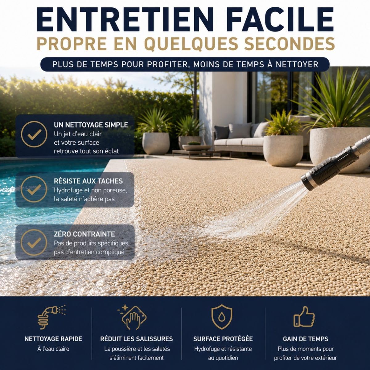 Kit moquette de pierre extérieur terrasse 3 m² Beige Marbre