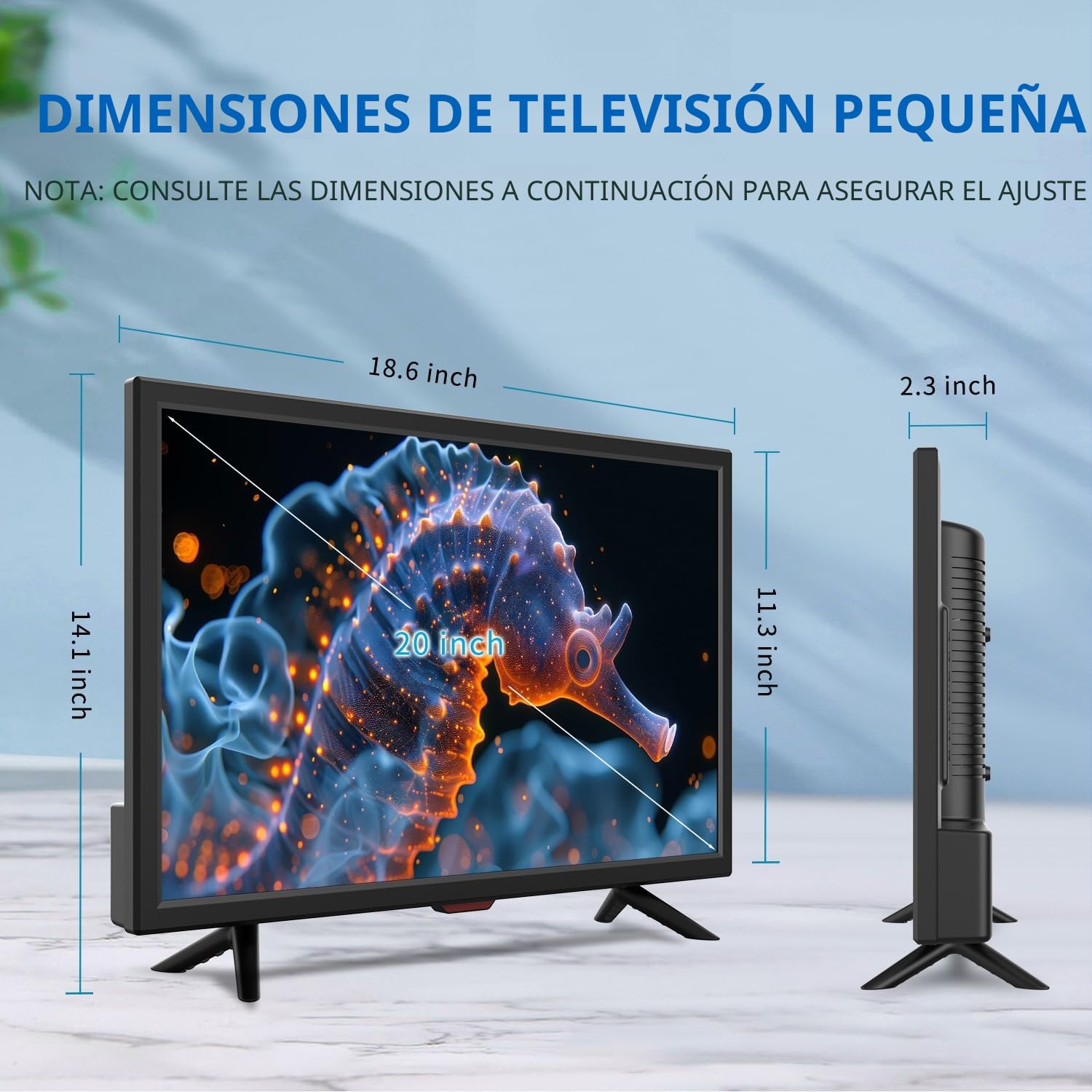 KCR 20 Pulgadas Freeview LED TV,Sintonizador de TV Digital DVB-T2 Integrado,Entrada AV,HDMI/VGA in,Ranura USB,Mando a Distancia,Adaptador de Corriente