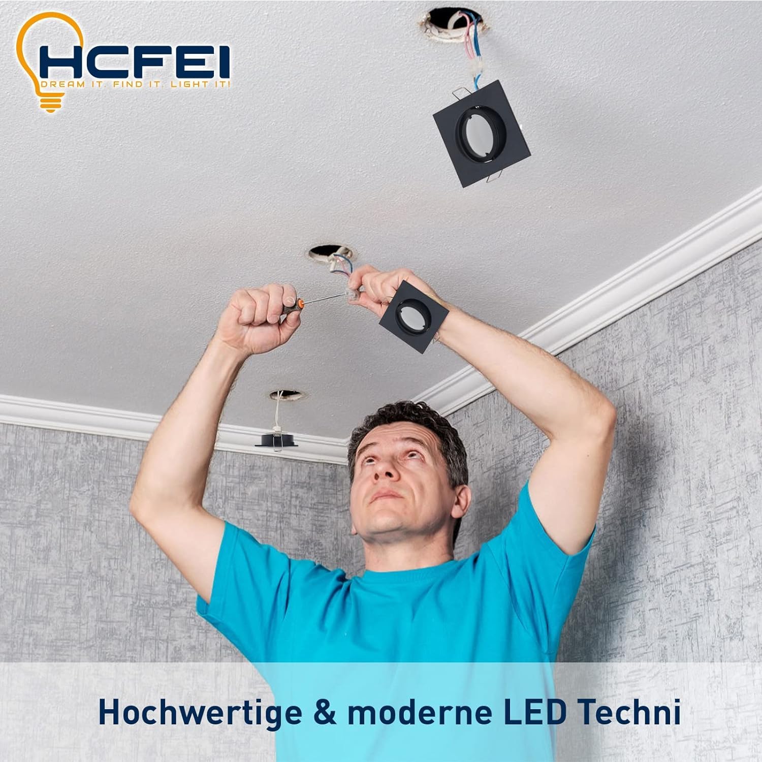 HCFEI LED Einbaustrahler ultra Flach | 425 Lumen | 230V 5W | Dimmbar | Gehäuse Eckig | Schwenkbar | Schwarz (10er - Neutralweiß)