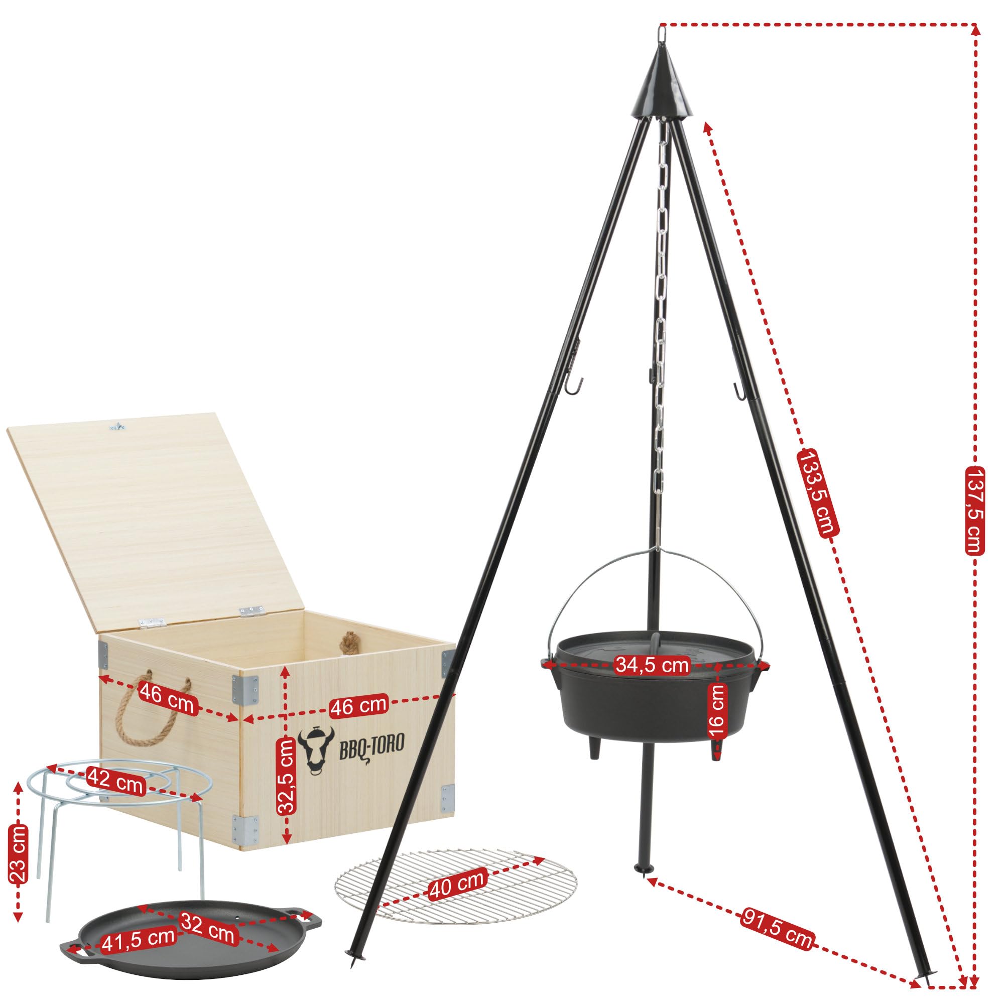 11-tlg Dutch Oven Kochtopf Set Topf Mit Holzkiste Campen