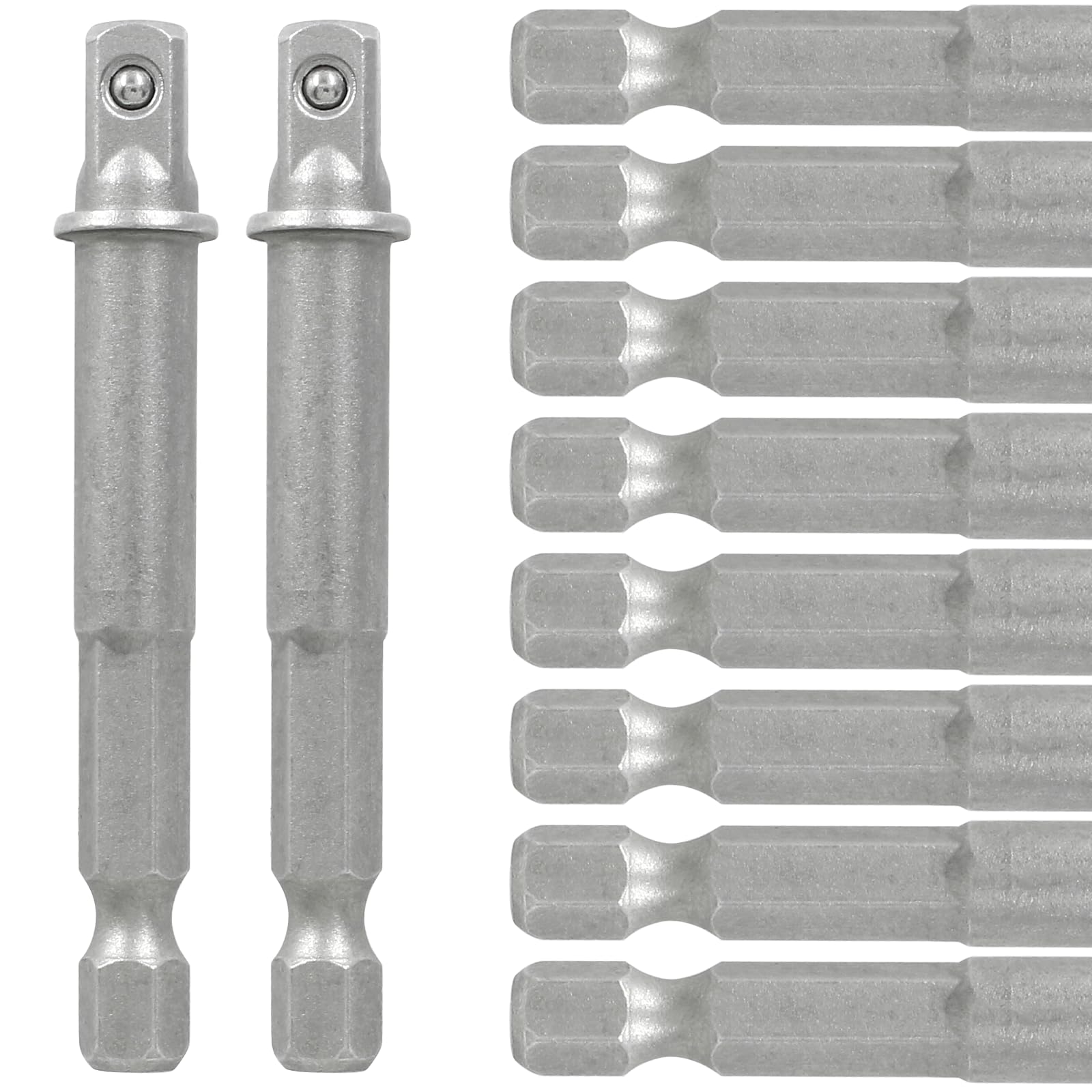 Hitefu 10PCS 1/4" Impact Socket Adapter Set, 1/4 Hex Shank Impact Socket for Drills Adapter, Socket Screwdriver Wrench Adapter for Automotive Maintenance