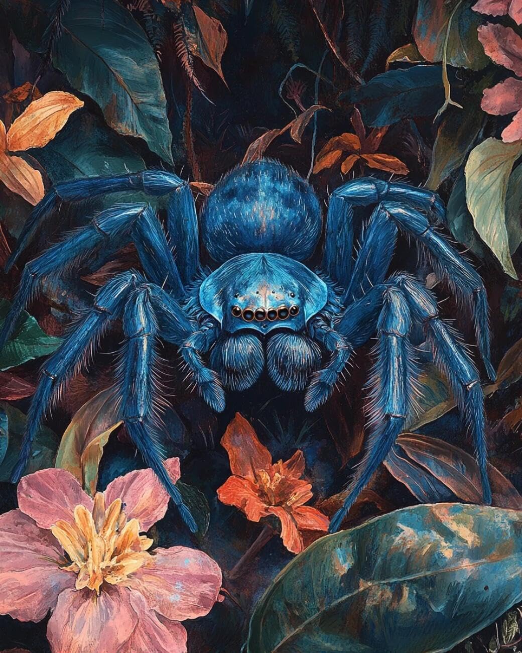 RKFLGEW 14CT Stamped Cross Stitch Kits Spiders and Flowers Preprinted Fabric Cross Stitch DIY Art Needlecrafts Embroidery Kits for Adults Beginners 40x50cm