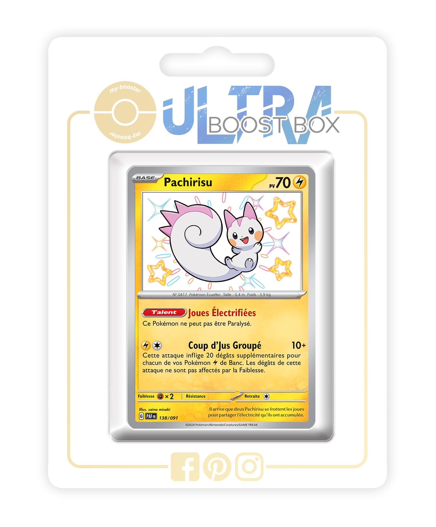 Pachirisu 138/091 Shiny - my-booster X Écarlate et Violet 4.5 - Destinées de Paldea Box of 10 Pokemon French Cards