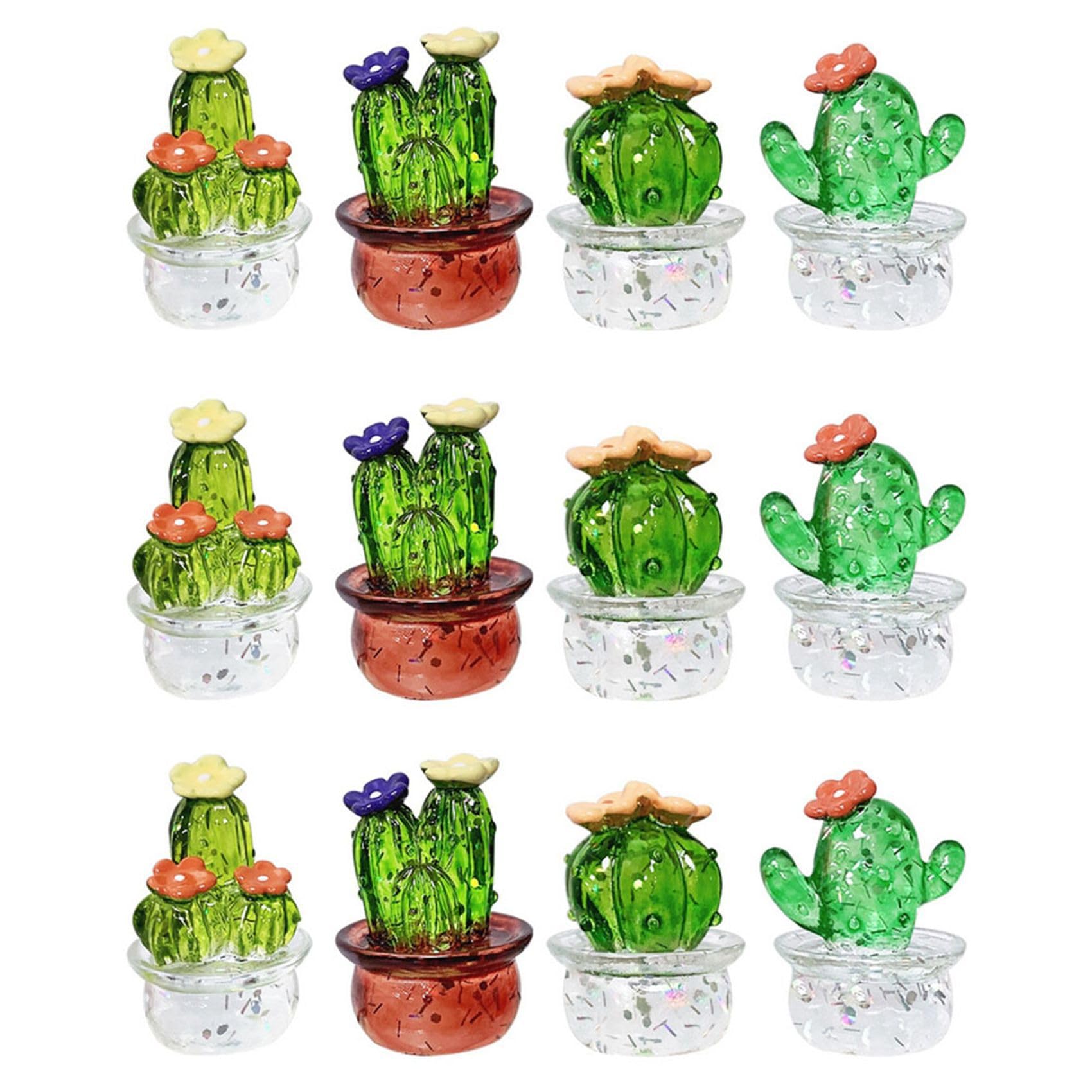 Vjsujehgy 12Pcs Car Inner Ornaments, Art Cactus Figurines, Home Decoration, Desktop Craft Miniature Plant Cactus Ornaments A