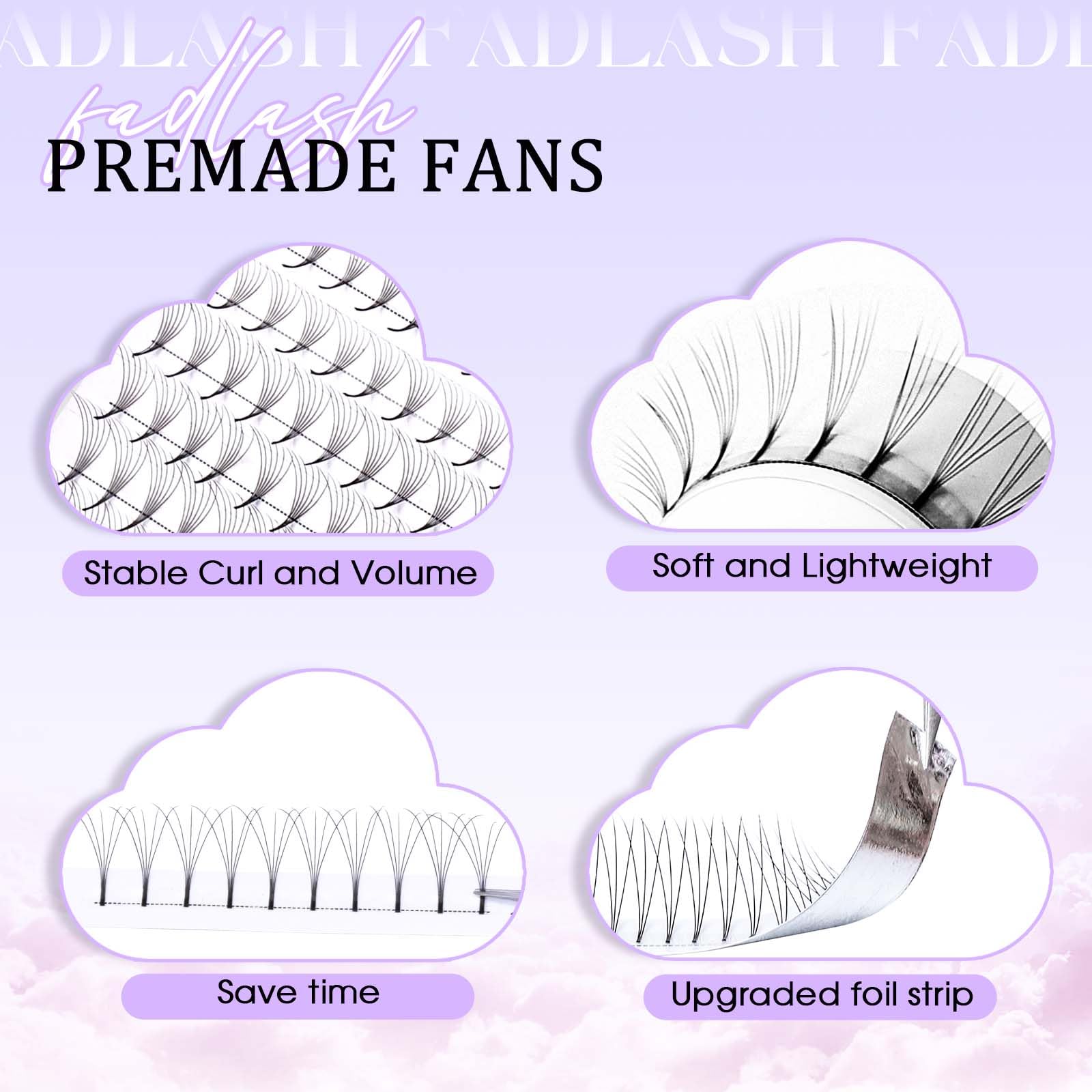 Volumen Ruso 10D 0.07mm C Curl 15mm Prefabricados Extensiones de Pestañas Volume Lashes Extension Ruso Pestañas — view 113