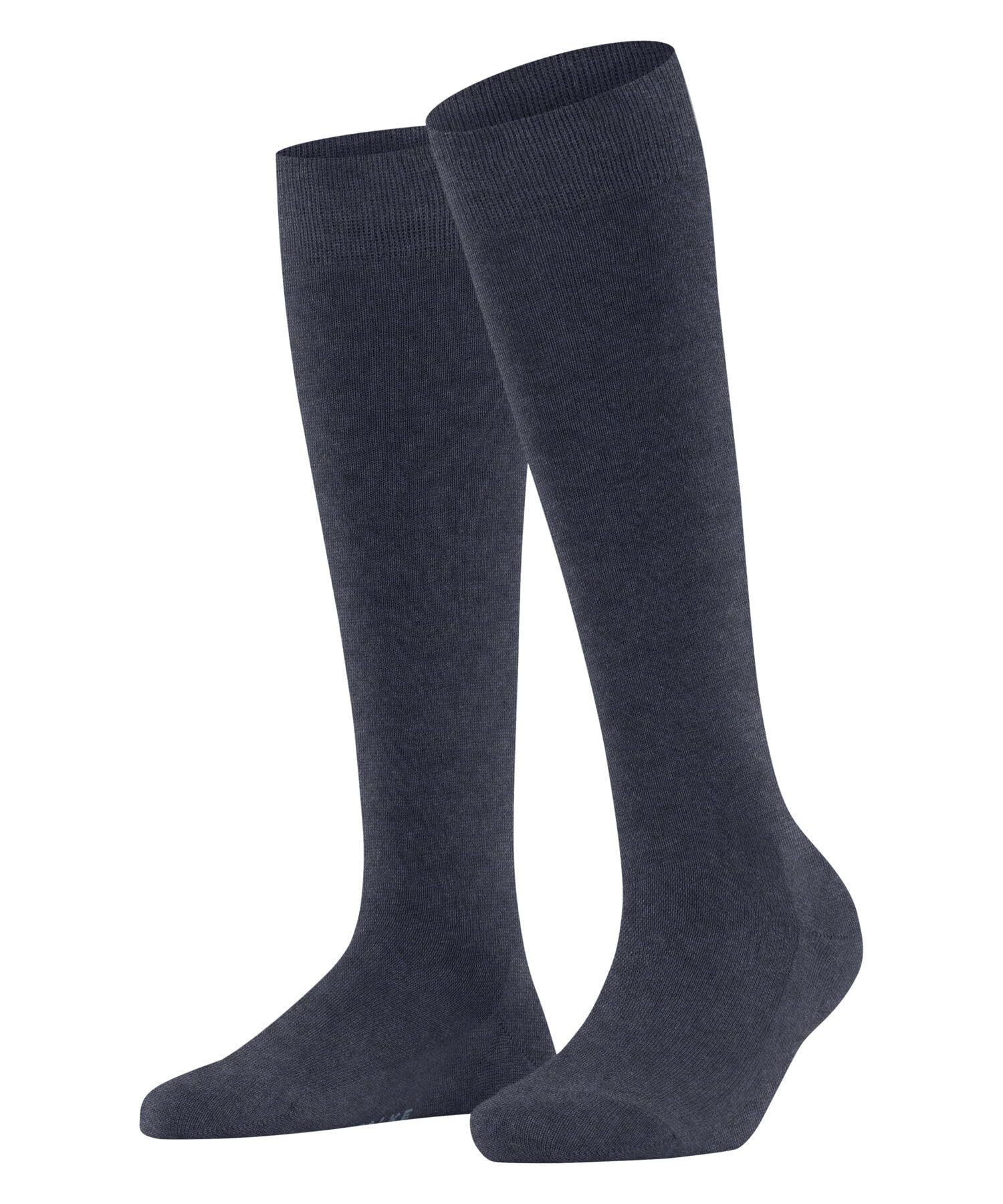 FALKE Women's Family W Kh Sustainable Cotton Long Plain 1 Pair Knee-High Socks, Blue Dark Melange 6688, 5.5-8
