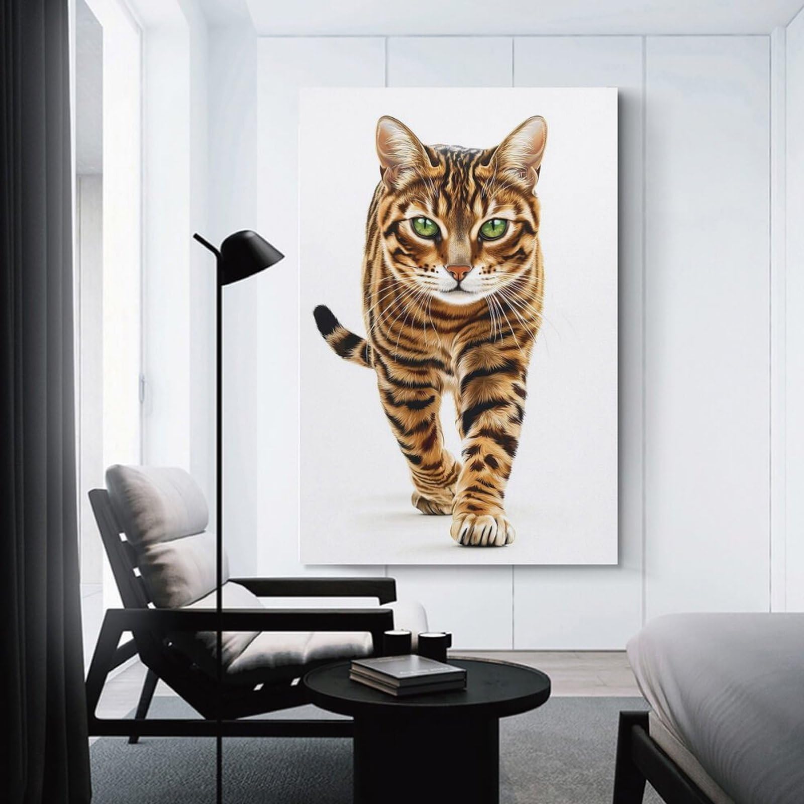 Junmoney Wall Picture Print Bengal Cat Portrait, 20x30inch(50x75cm), for Living Room, Lounge Or Sitting Room, Modern Wall Decor for Cosy Interiors