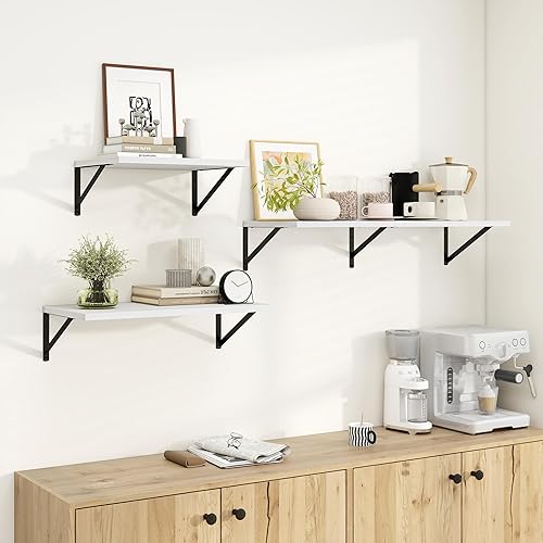 Miniatura 4 de Dreamland Estantes flotantes blancos para pared, estantes montados en la pared, estante flotante grande de 12 x 16 pulgadas, juego de 2 para