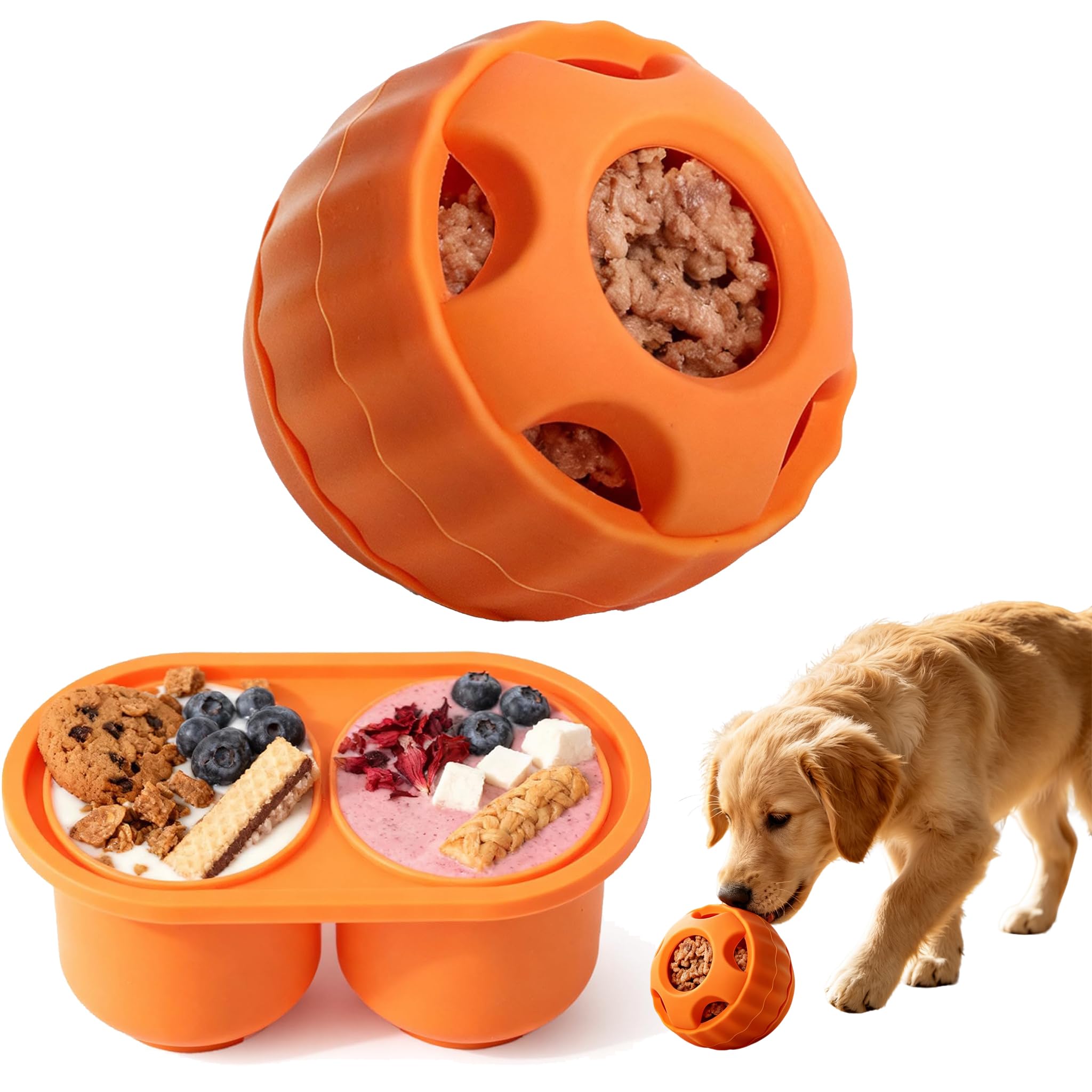 XZSKD 2 Pcs Dog Frozen Treat Toy, Licking Dog Puzzle Toy for Slow Feeding