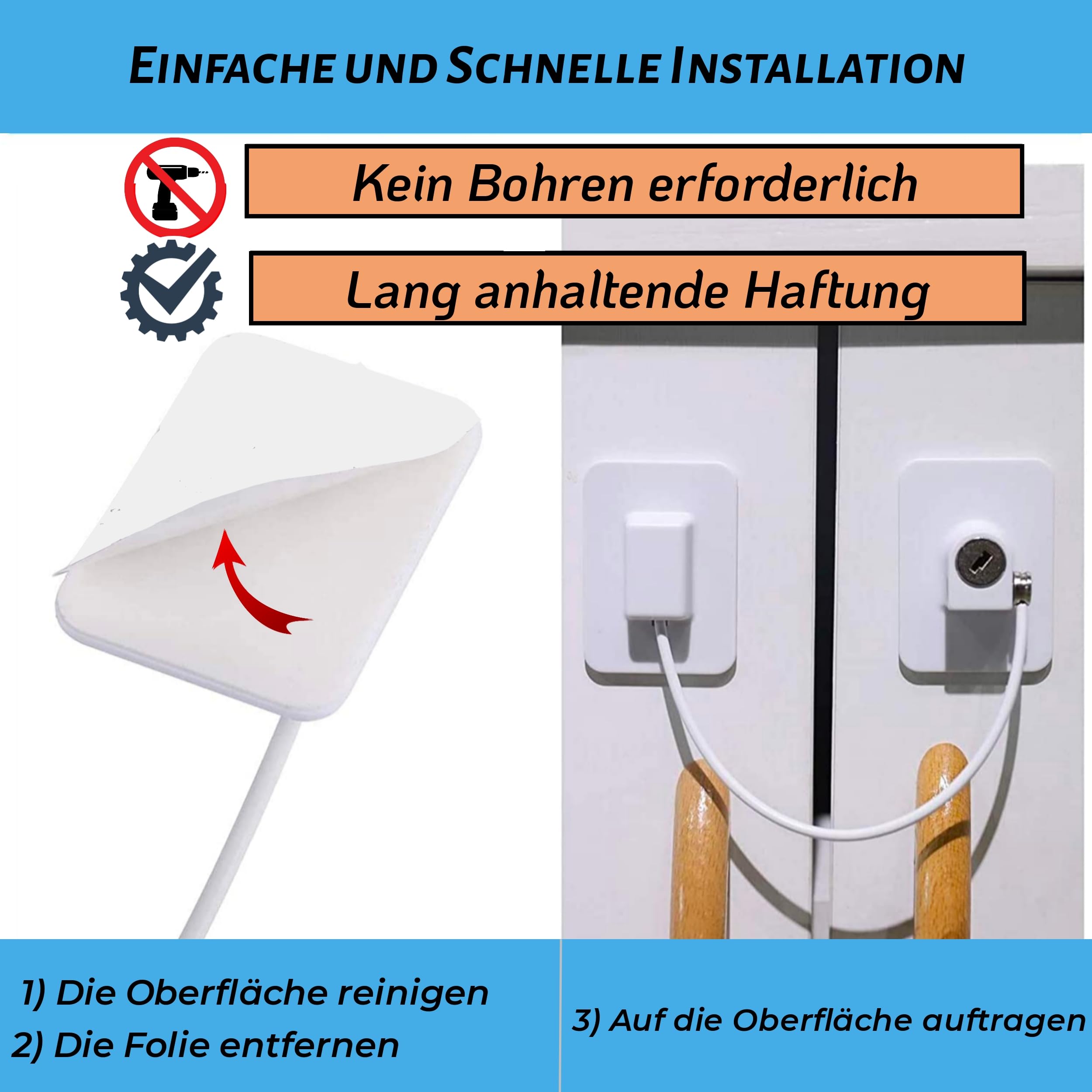 Securite Okna i szafka dla dzieci: [x6 sztuk] + bonus | Przekładnia okienna PVC bez wiercenia | Blok drzwiowy, zamek do lodówki, zamek | Oferta ochronna na palce drzwi x4| Zestaw Security Home