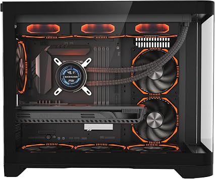 1st Player UV6 ARGB Micro ATX Black PC Gaming Case - Dual Chamber, Curved Panoramic Tempered Glass - 3 x 120mm ARGB Fans Pre-installed
