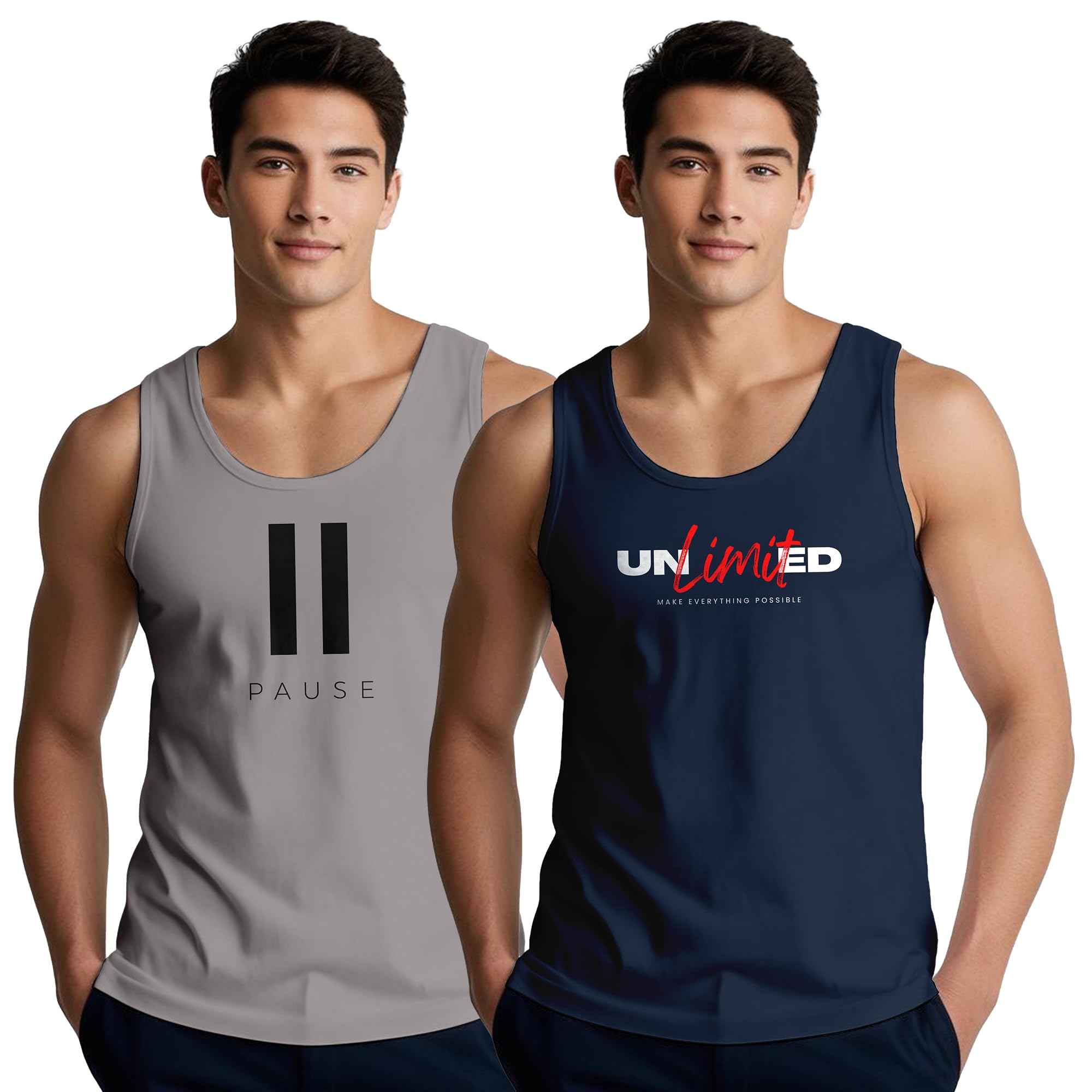 S to 4XL Printed Cotton Tank Top Vest for Men Stylish 100% Cotton, Combo Pack of 2 t Shirt, Tank Top for Man
