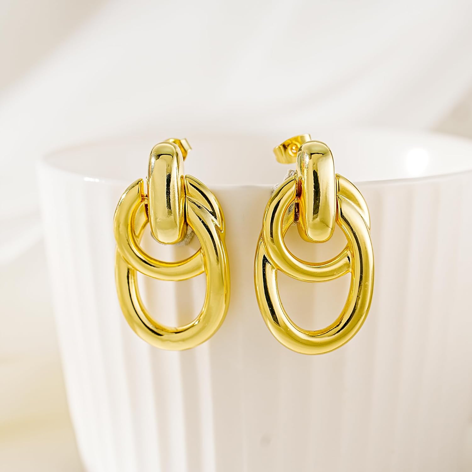 Kainier Gold Drop Dangle Earrings for Women 14k Gold Plated Jewelry Sets for Women Knot Statement Chunky Earrings Trendy Gift - Image 4