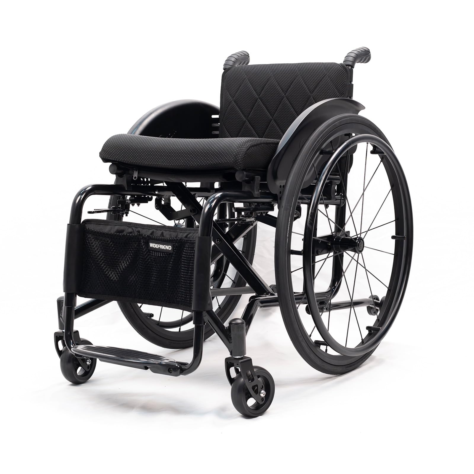 Lightweight All-Terrain Folding Wheelchair Self-Propelled Aluminum Alloy Sport Transport Adjustable Footrest Double Brake for Adults Seniors(Black,