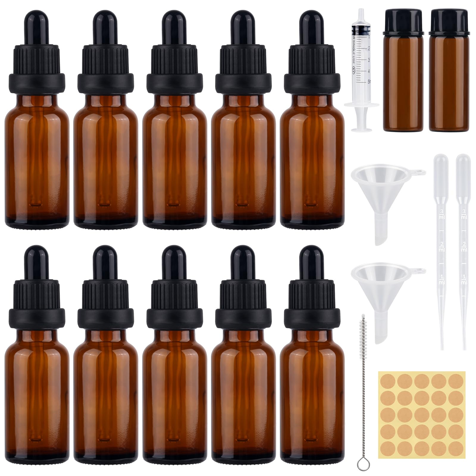 Aromatherapie Flesjes NAIKUDAGE Pipetfles 30 Ml, 8 Stuks Apothekersfles Bruin Glazen Druppelfles, Gegradueerde Fles Met Pipet Voor Etherische Oliën, Parfumoliën, Vloeibare Kleurstoffen, Aromatherapie-mengsels Vierkante Design Flesjes