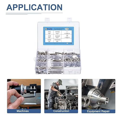 Miniatura 5 de Juego de 175 tornillos y tuercas de 14-20, surtido de tornillos de 14-20, acero inoxidable 304 de 58 pulgadas 34 pulgadas 1 1-14 pulgadas 1-12