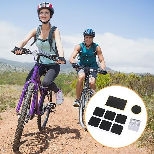 Miniatura 5 de Kit de reparación de neumáticos de bicicleta de 40 piezas, sin pegamento, incluye 36 parches rectangulares cuadrados redondos autoadhesivos y 4