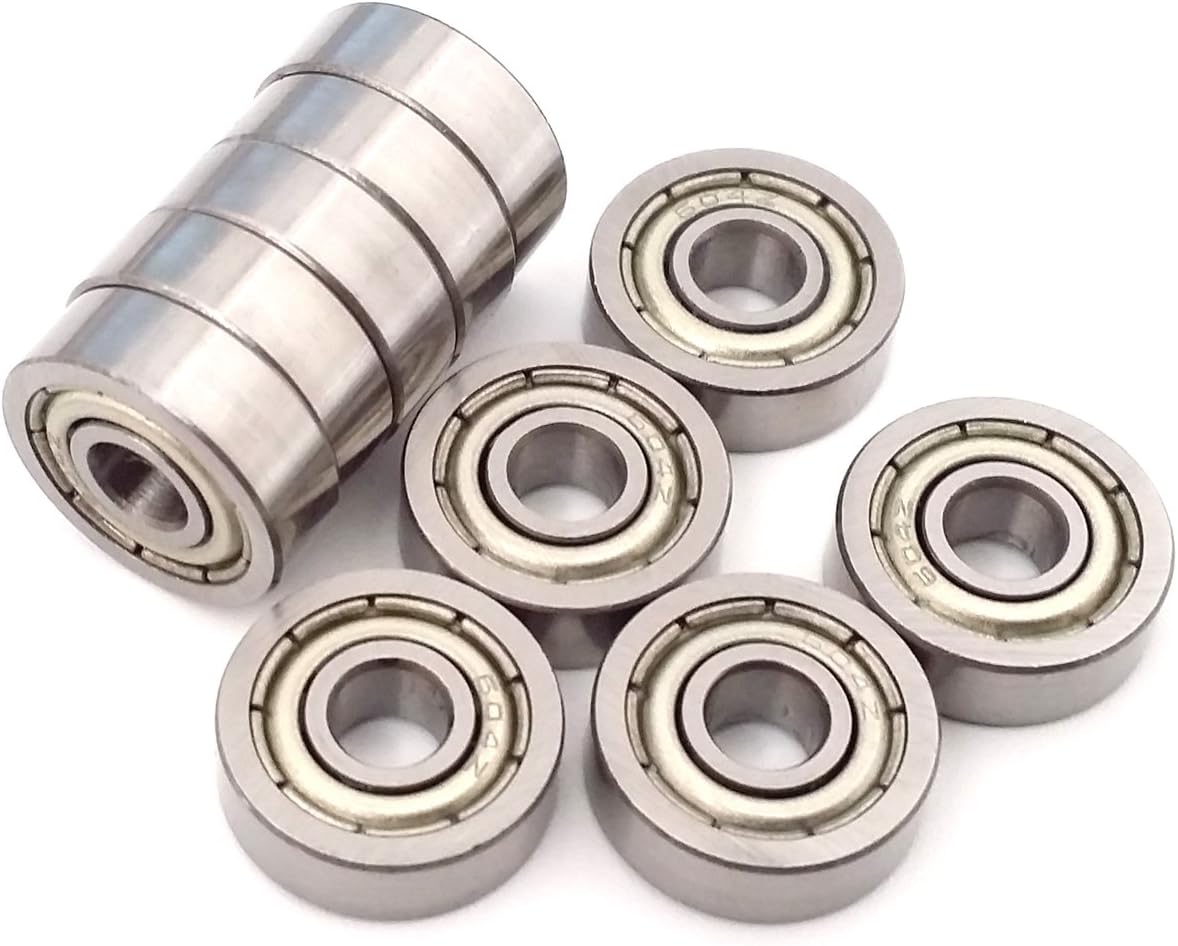 10pcs MOCHU Bearing 604 604Z 604ZZ 604-2Z 4x12x4 ABEC-1 Shielded MINI Deep Groove Ball Bearings, Single Row