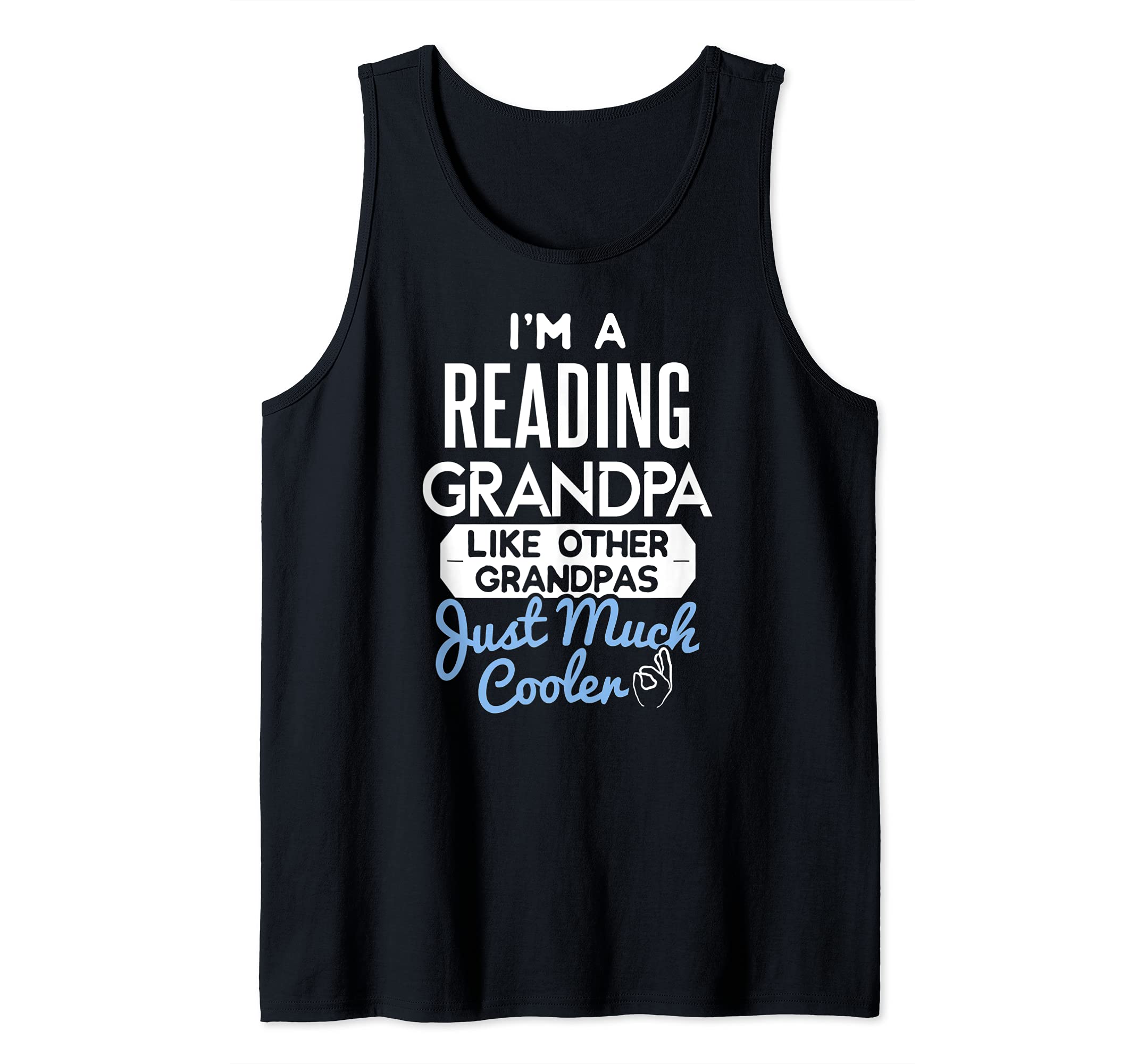 Cool Fathers Day Design Reading Grandpa Tank Top, Black