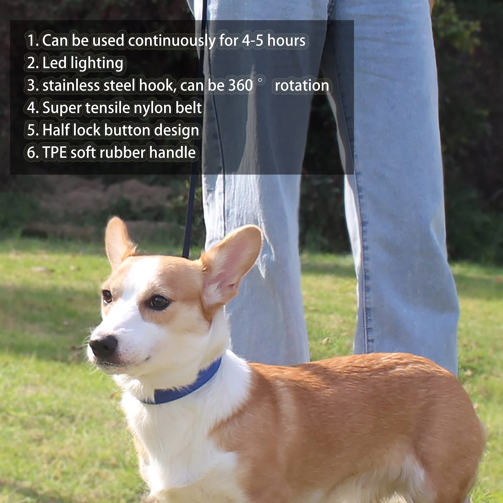 Correa para perros retráctil, correa para perros extensible de 3 m con linterna LED, freno y bloqueo de un botón, correa para perros extensible, rosa, 3 m/9,8 pies