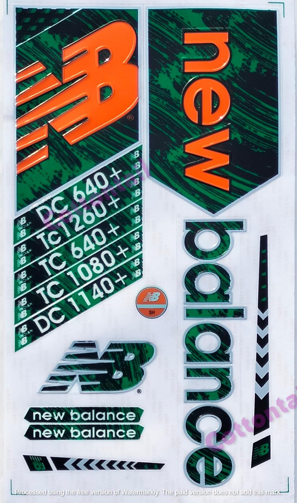 COTTONTAIL | 3D DC1140+ Edition | English Willow | Embossed Cricket Bat Sticker | Green