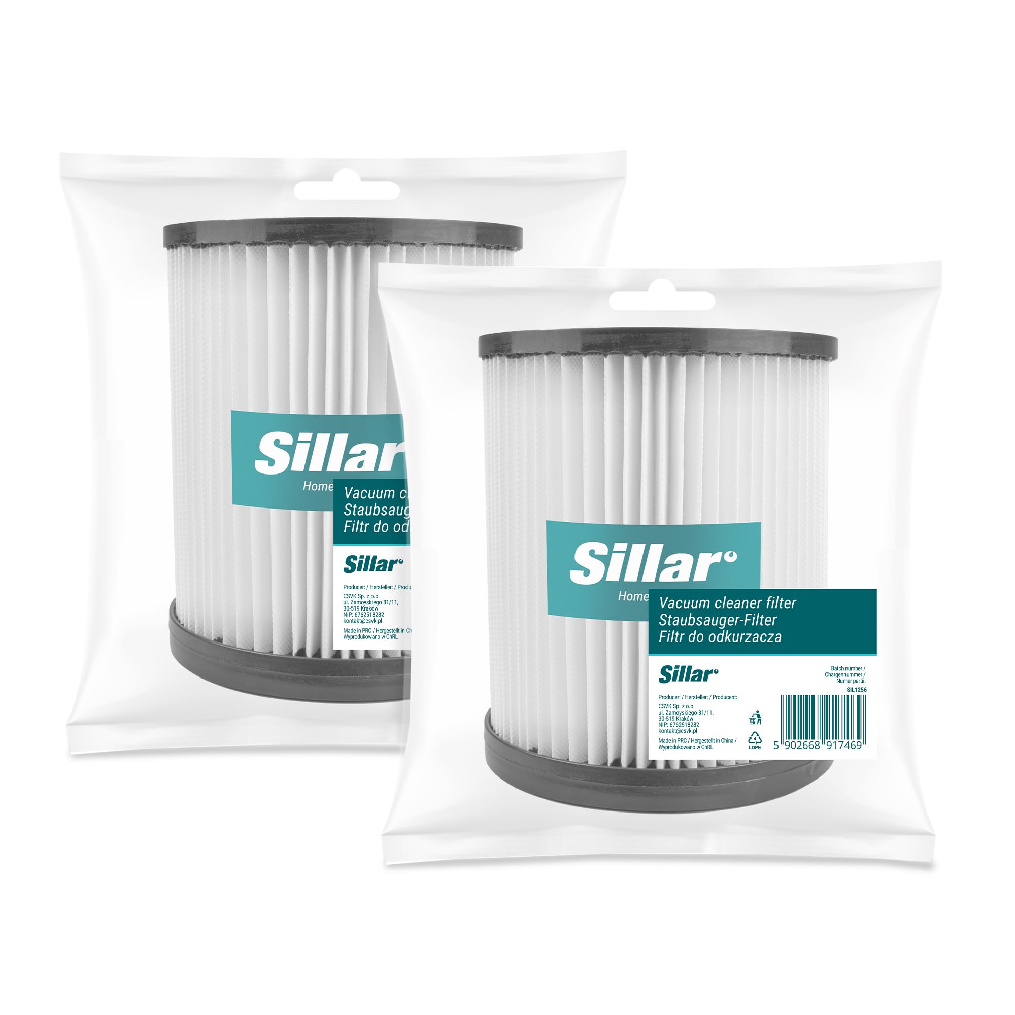 Sillar Filtr do odkurzacza kompatybilny z Parkside PWD 12, 20, 25, 30, 35 A1 A2 B1 C4 oraz PNTS 1400 H4 – zmywalny filtr poliestrowy, wysoka efektywność filtracji, zamiennik Parkside 91096424