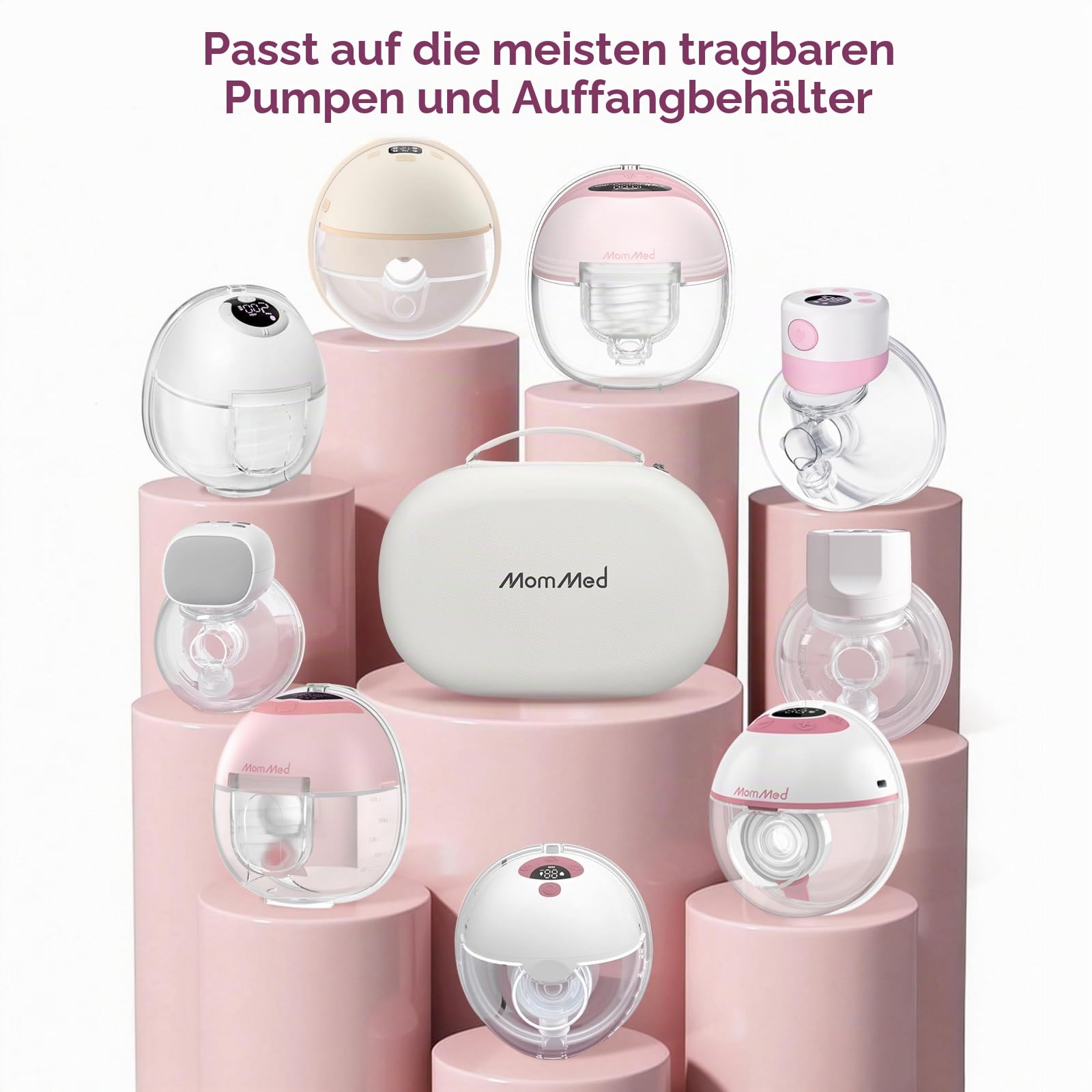 MOMMED Tragetasche für Tragbare Milchpumpen, Hartschalen-Aufbewahrungstasche mit Wasserdichter Herausnehmbarer Schale, Kompatibel mit Momcozy/Nuliie/Medela/Eufy/Paruu Hands-Free Milchpumpen