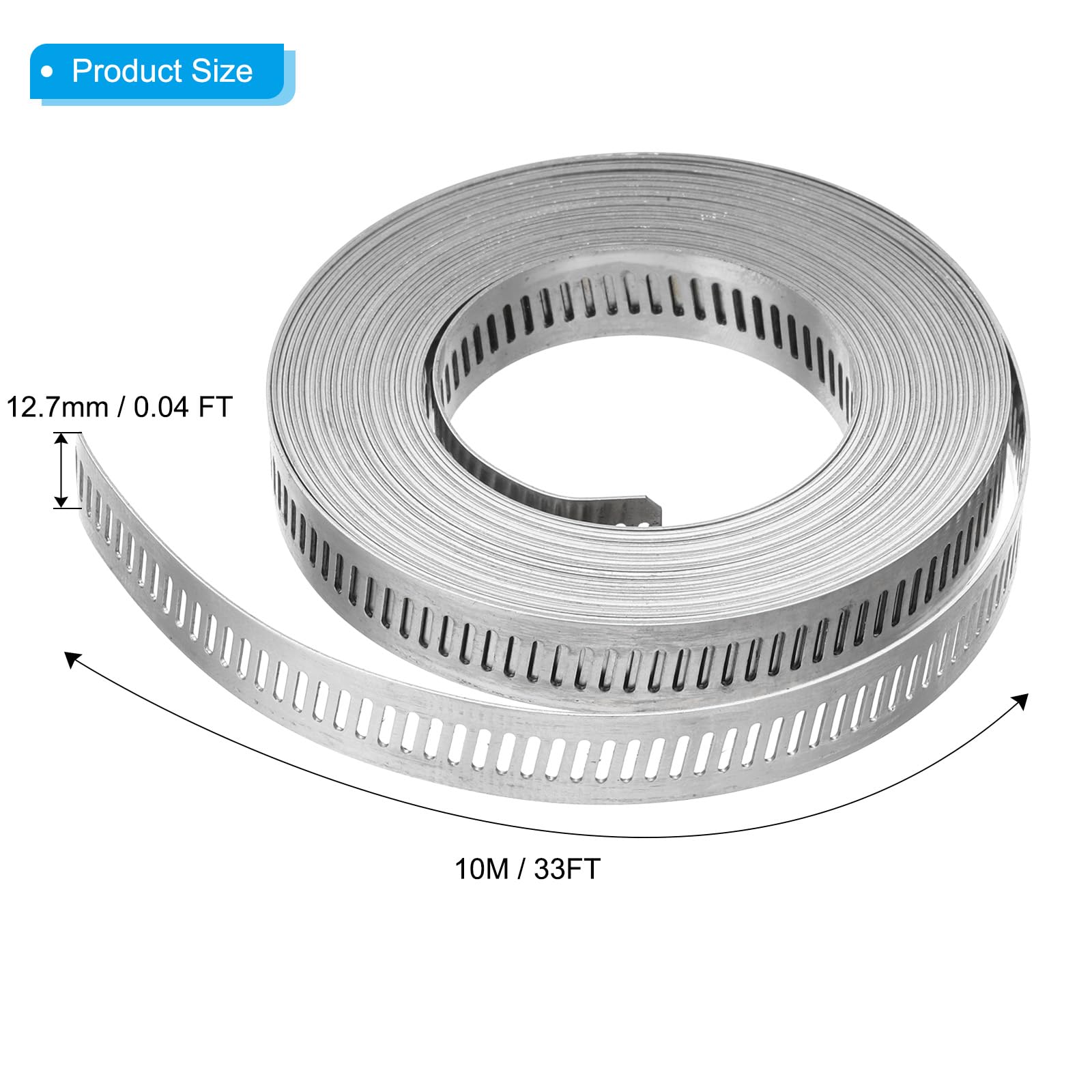 PATIKIL Hose Clamp, DIY 33 FT Stainless Steel Hose Clamps with 12 Fasteners, Adjustable Worm Gear for Plumbing Automotive - Image 2