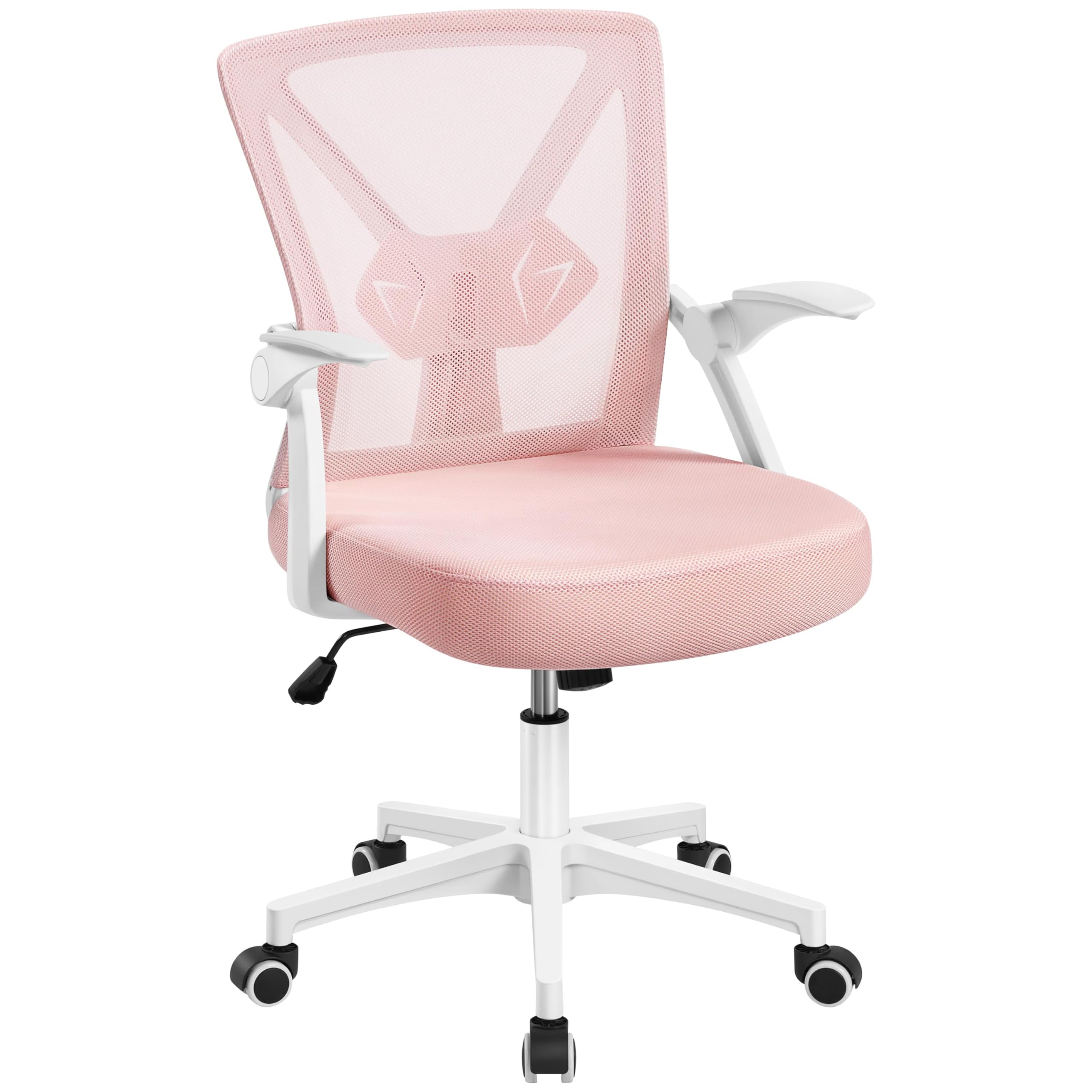 Sedia Ufficio Scrivania Ergonomica con Supporto Lombare Rosa | Altezza Regolabile, Braccioli Ribaltabilie, Ruote Girevole, Traspirante, Schienale Reclinabile, Funzione Dondolo, Camera