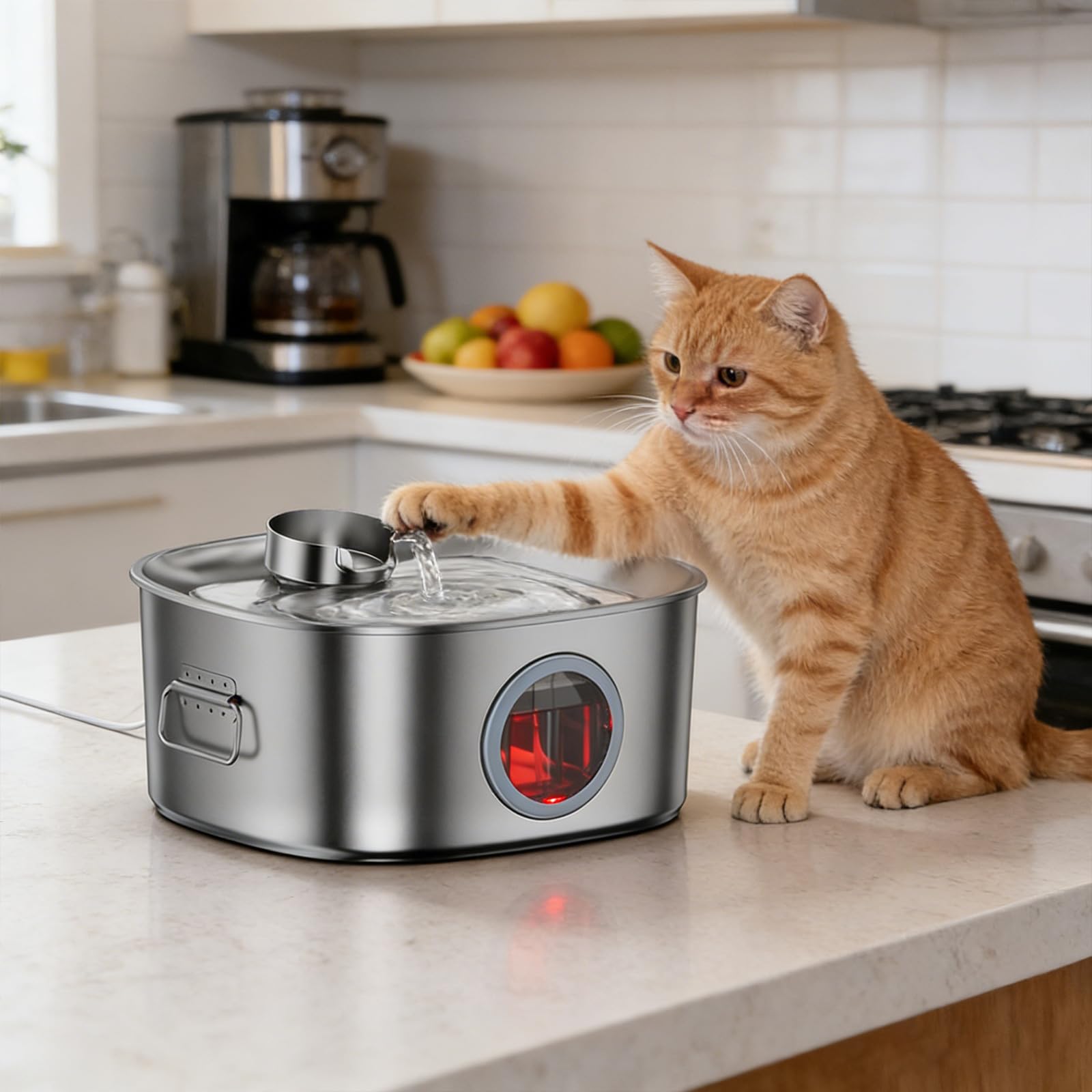 Distributore automatico di acqua di grande capacità per la filtrazione dell'acciaio inossidabile dell'animale domestico pompe silenziose fontana per la casa ciotola del cane di grande capacità