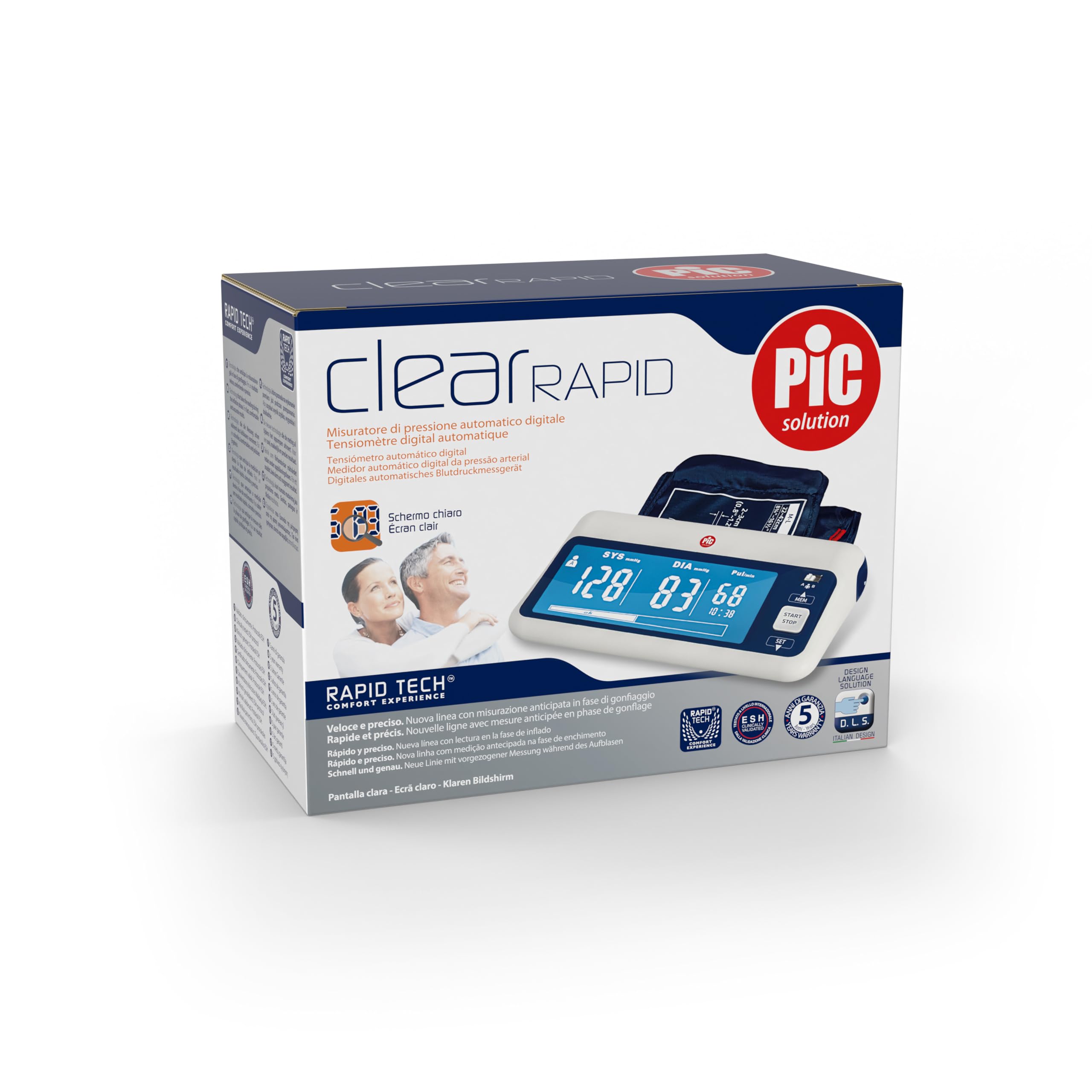 Pic Solution ClearRAPID Monitor de Presión Arterial Automático Tipo Brazo, Unisex