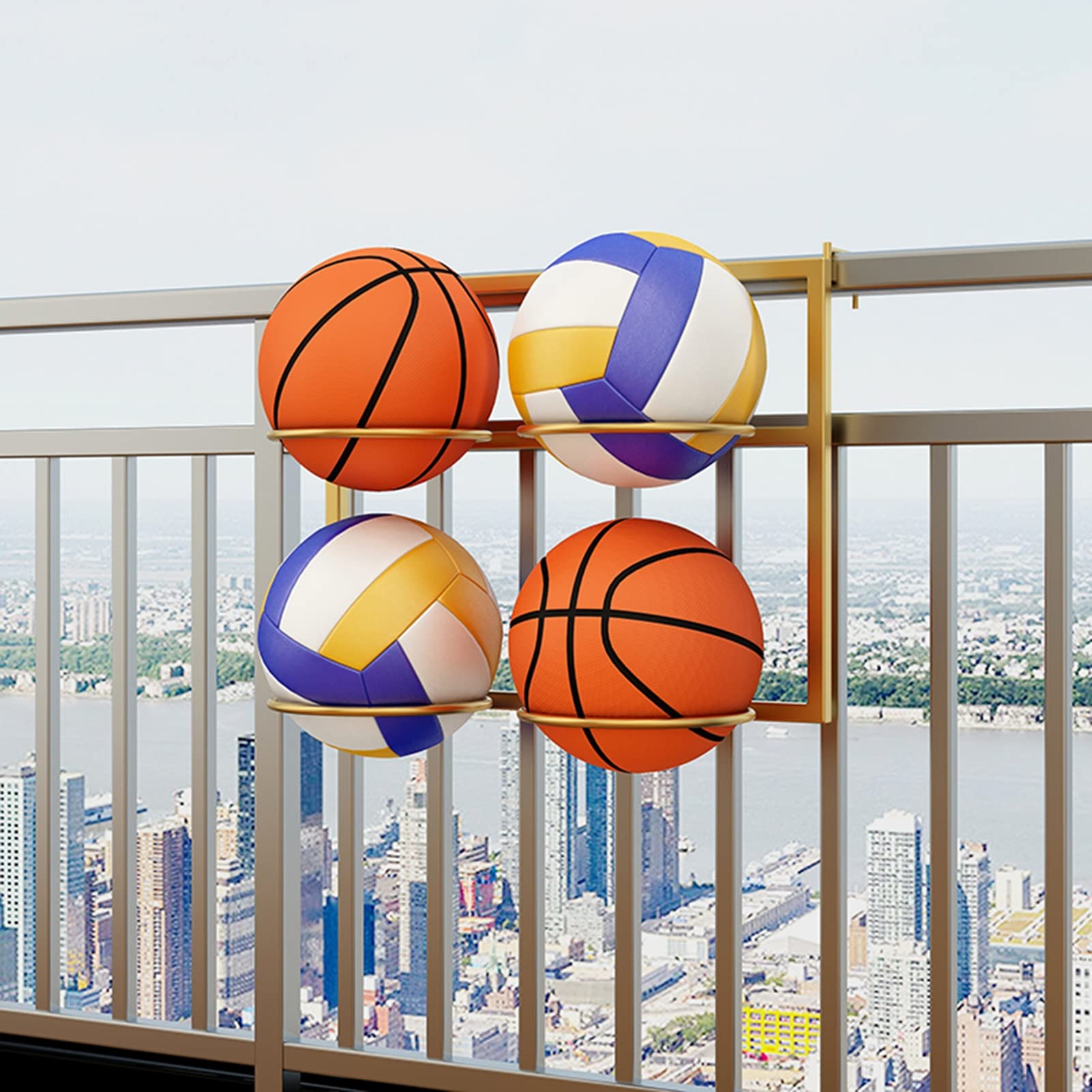 FAXIOAWA Supporto per pallacanestro per montaggio a parete, supporto per organizzatore pieghevole Mobile in Ferro per pallacanestro Calcio pallavolo, tramoggia portatile leggera per pallacanestro