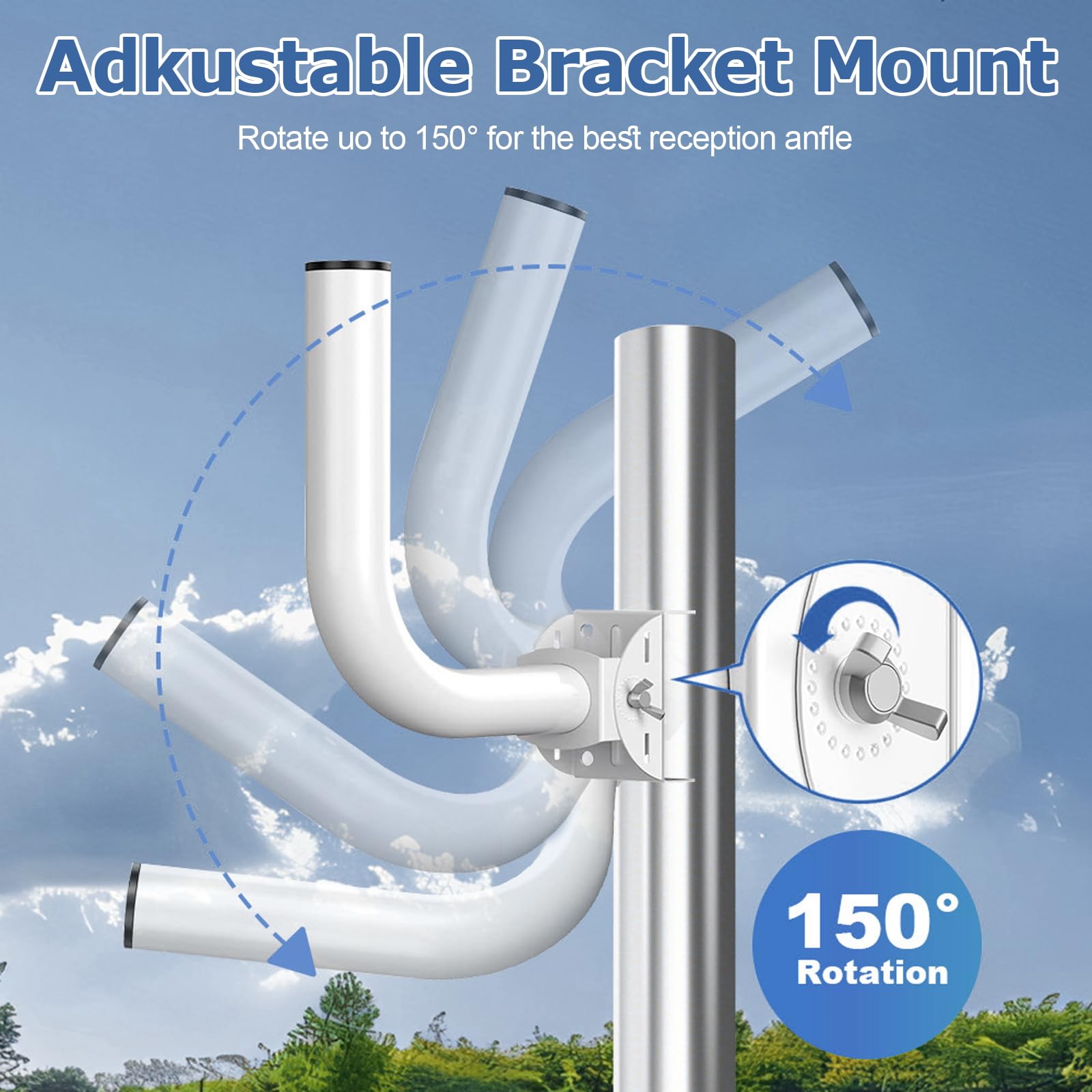 OUKENS Support de Pont sans Fil, 2 pièces Support Mural réglable 150° Acier Inoxydable, Accessoire Montage Poteau J pour Point d'accès AP Extérieur