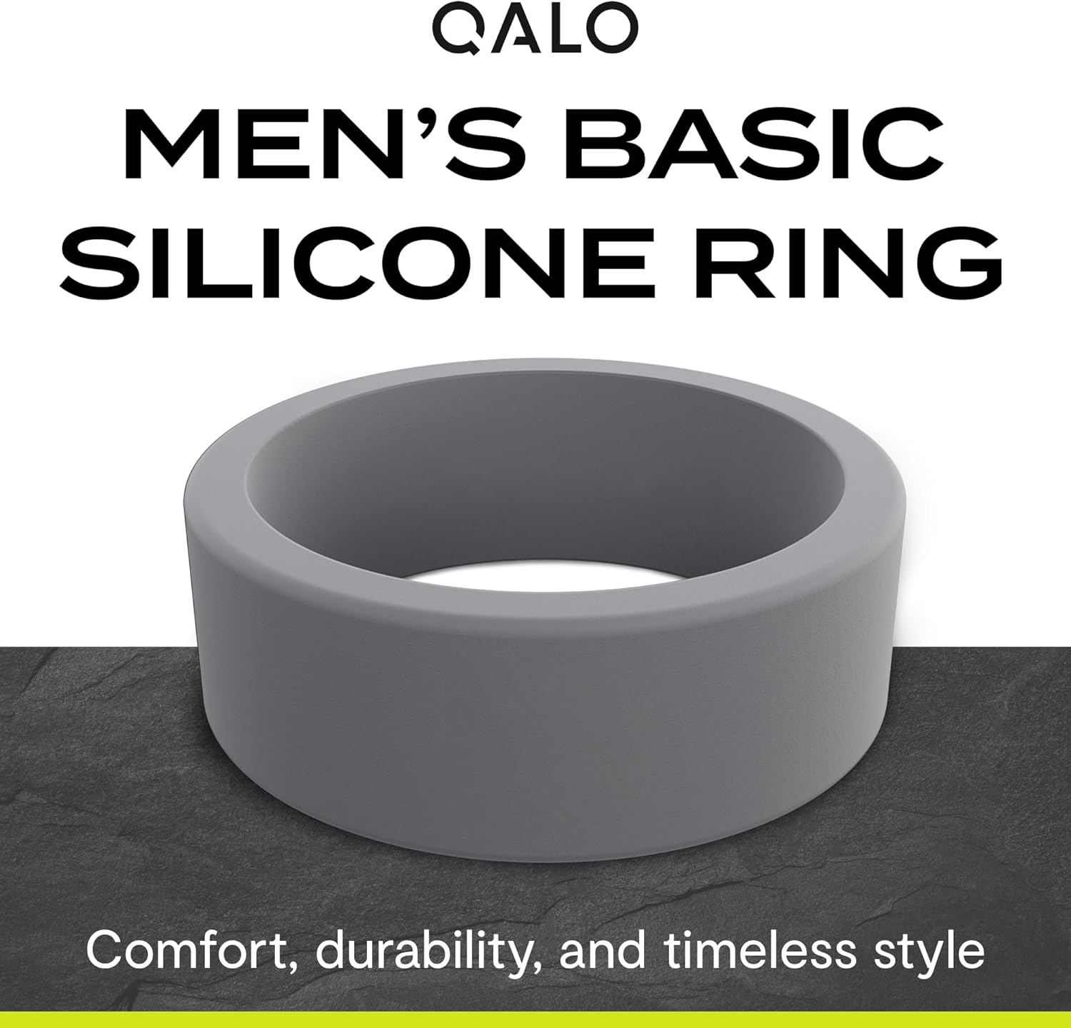 QALO Men's Silicone Wedding Band - 8mm x 2mm - Classic & Step Edge Mens Silicone Wedding Ring - Breathable Comfort Fit Rubber Rings Men - Durable Engagement Rings for Him - Image 2